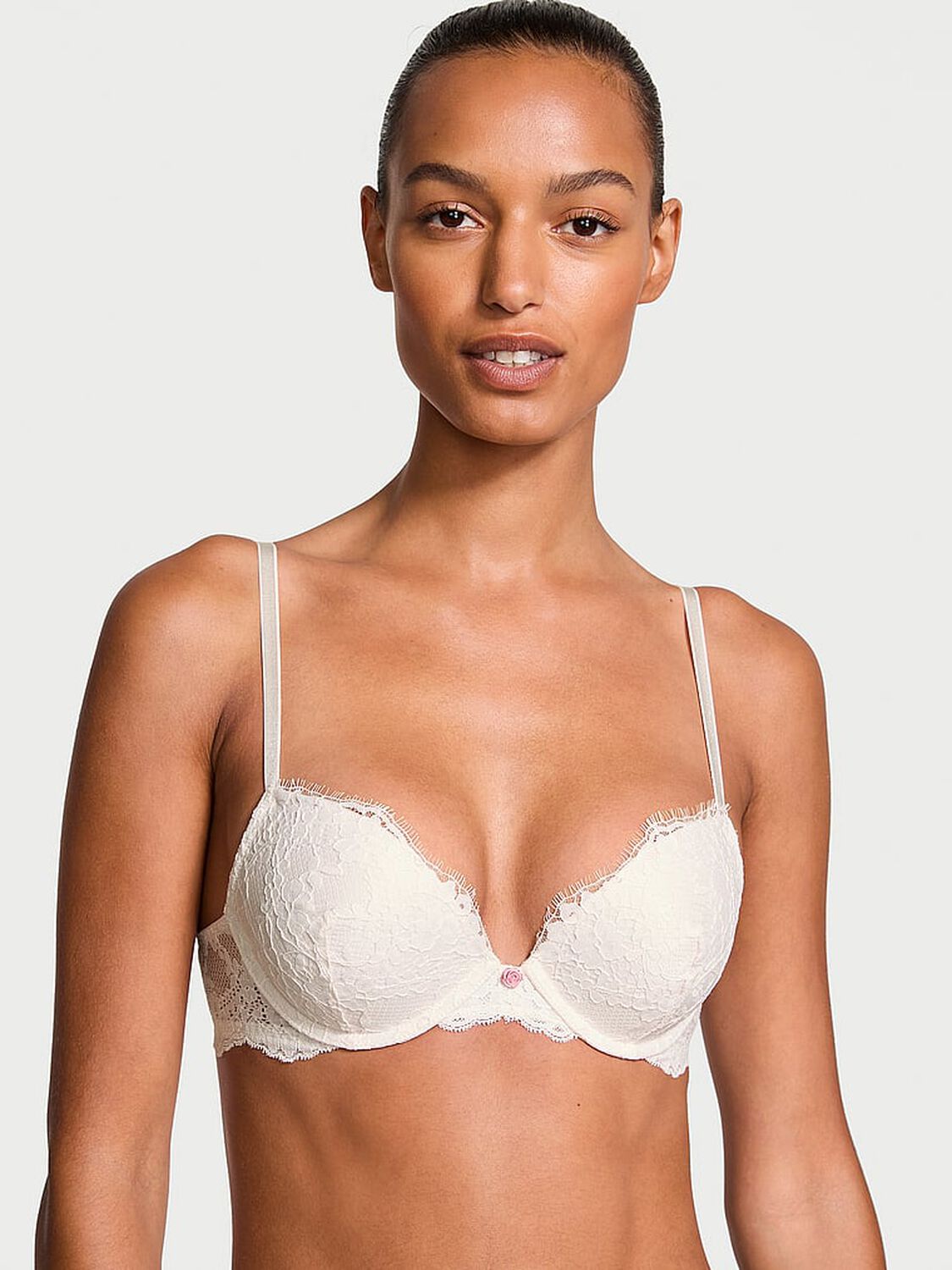 vs Dream Angels Lace Push-Up Bra Coconut White 1 of 4 