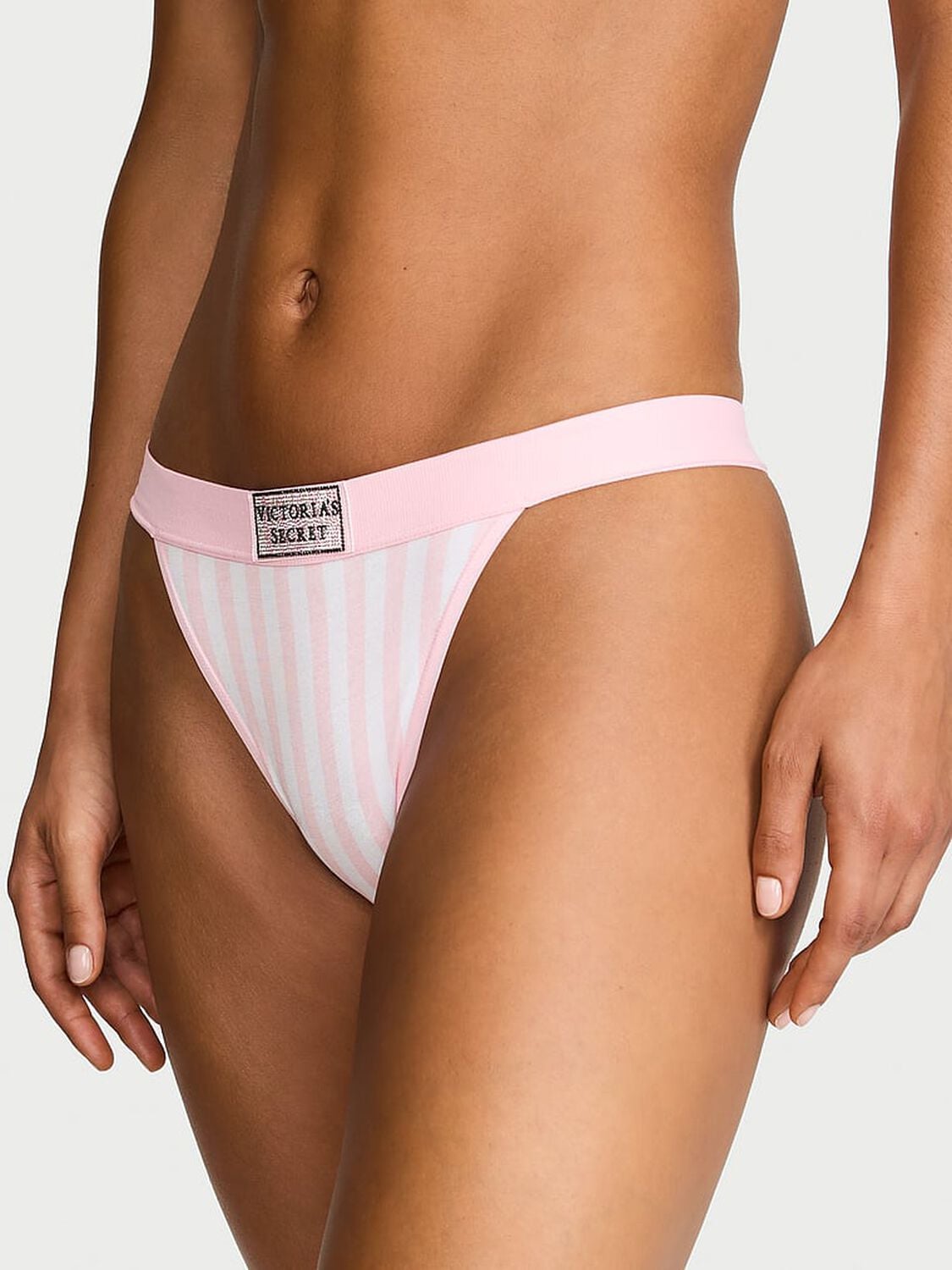 vs Cotton Logo Cotton Shine Patch 90s Brief Panty Iconic Stripe 1 of 4 