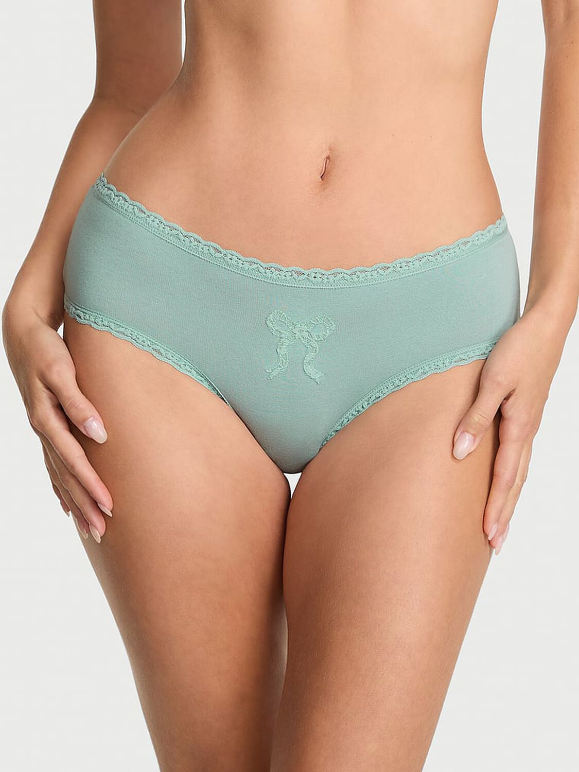 vs The Lacie Cotton Lace Bow Cheeky Panty Green Stone 1 of 1 