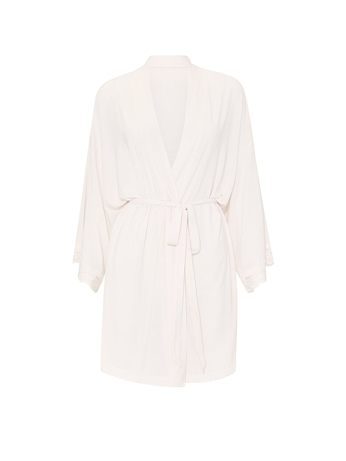 vs Victoria's Secret SoSoft&trade; Modal Lace-Trim Bridal Short Robe Coconut White 3 of 3 