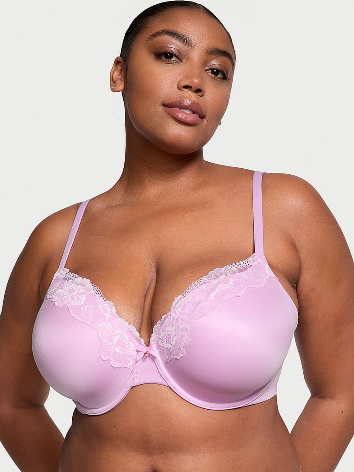 vs Body By Victoria Lightly Lined Full-Coverage Lace-Trim Bra Violet Sugar 1 of 4 