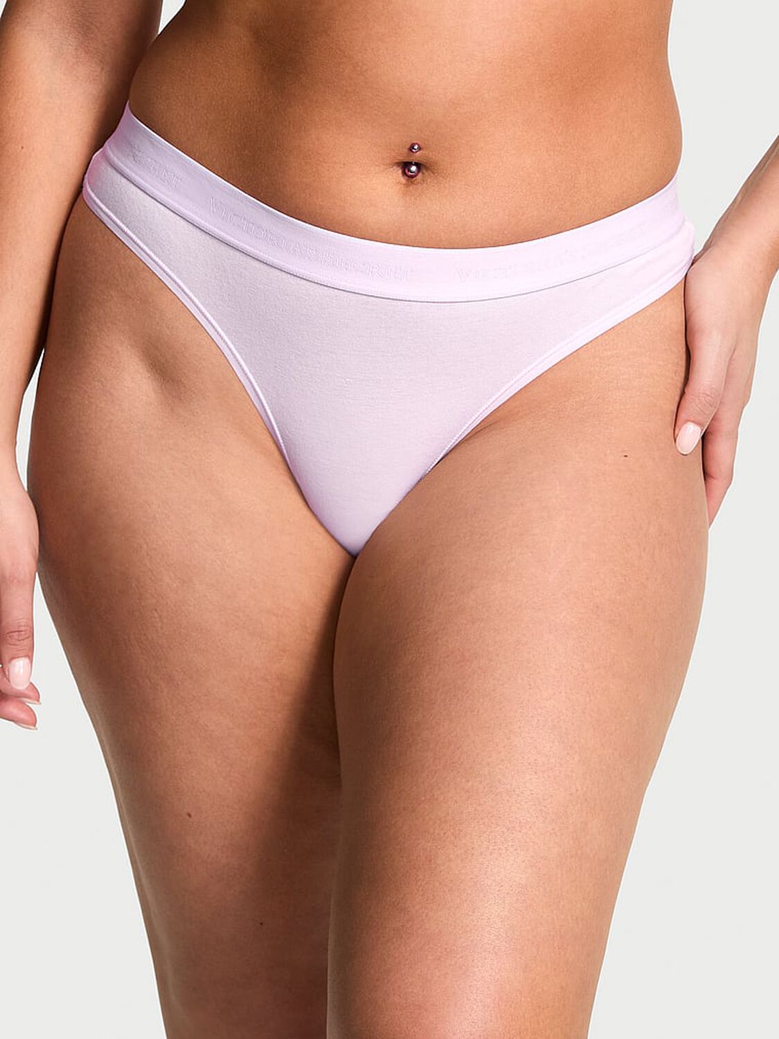 vs Cotton Logo Cotton Thong Panty Delicate Violet 1 of 3 