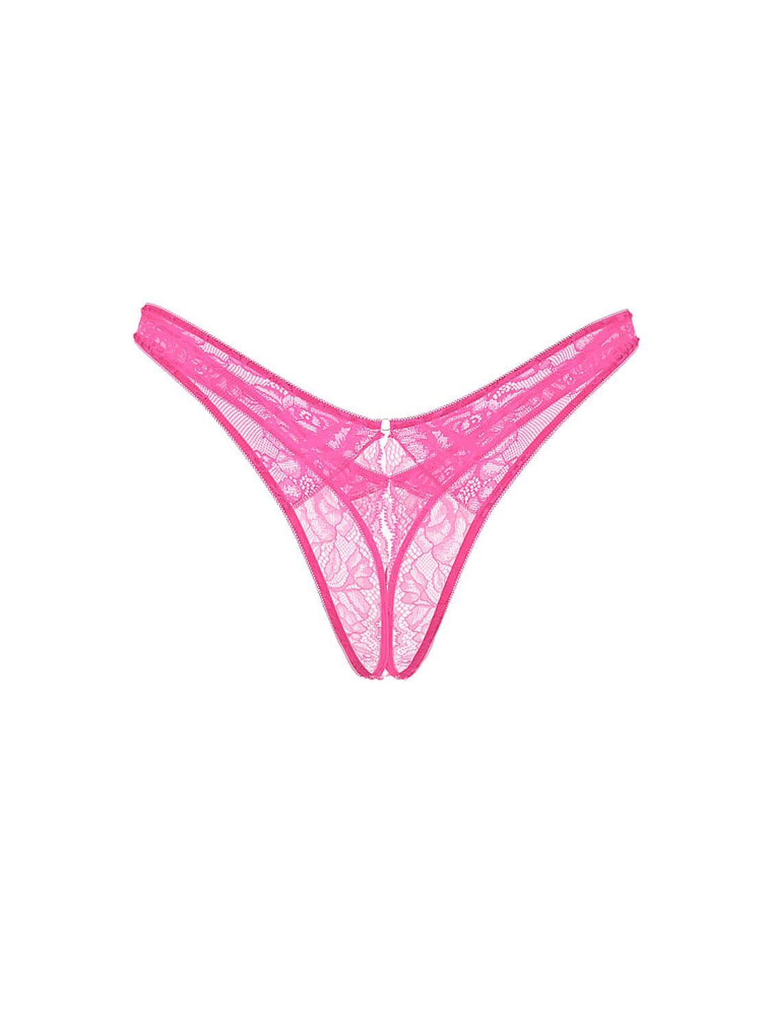 vs Very Sexy Rose Lace High-Leg Crotchless Thong Panty Ultra Pink 2 of 3 