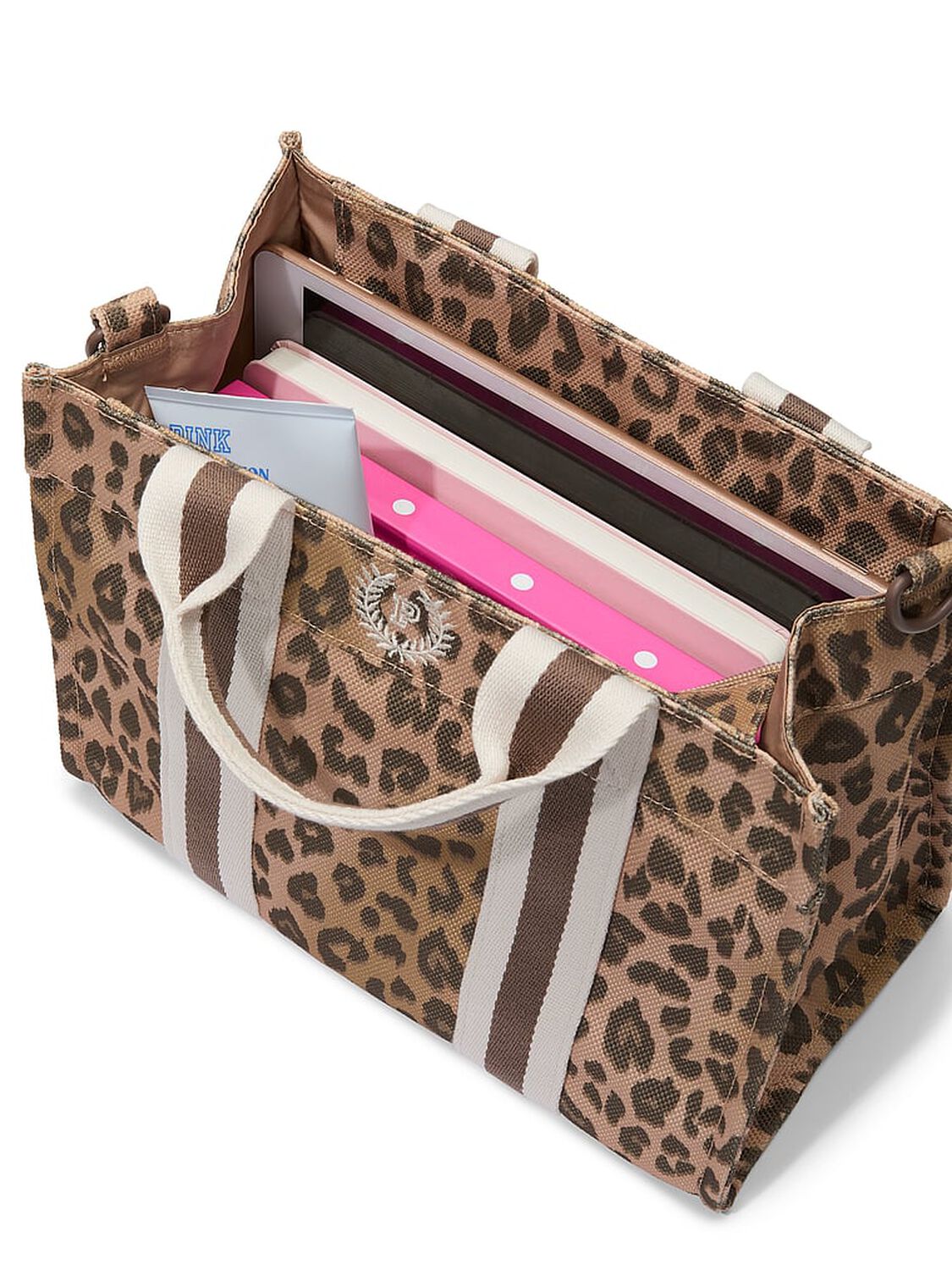 vs Pink Mini Crossbody Canvas Tote Bag Leopard Print 3 of 4 
