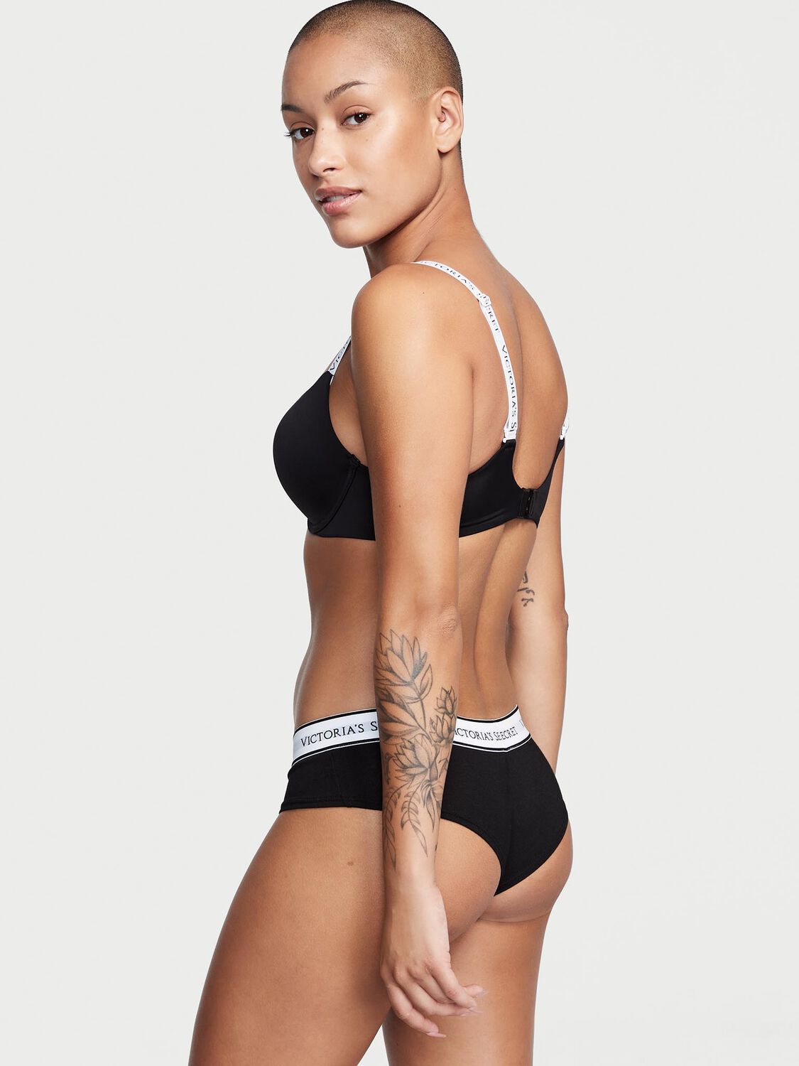 vs Victoria's Secret Logo Cotton Cheeky Panty Black 2 of 3 