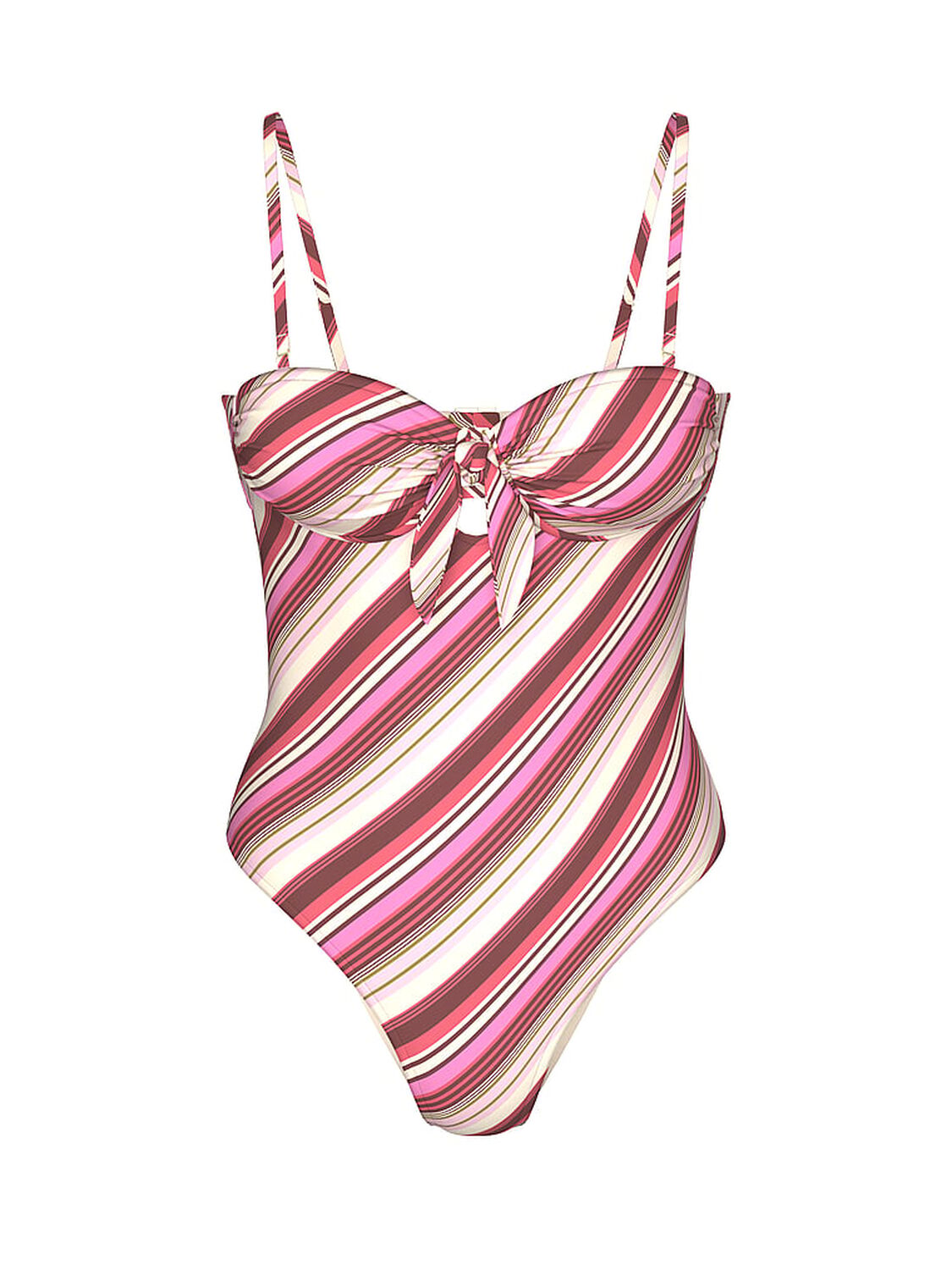 vs Victoria's Secret Swim Boho Beach Push-Up Cheeky One-Piece Swimsuit Pink Stripes 3 of 3 