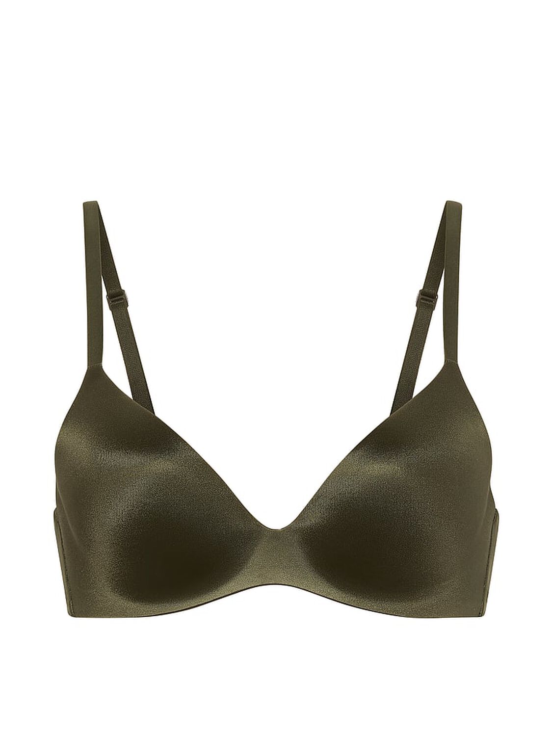 vs Body By Victoria FlexFactor High-Shine Lightly Lined Plunge Demi Bra Olive 3 of 4 