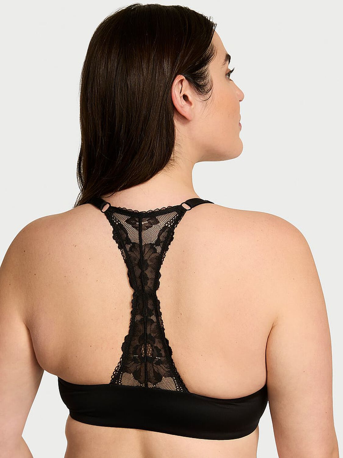 vs Body By Victoria Lightly Lined Lace Racerback Demi Bra Black 2 of 3 