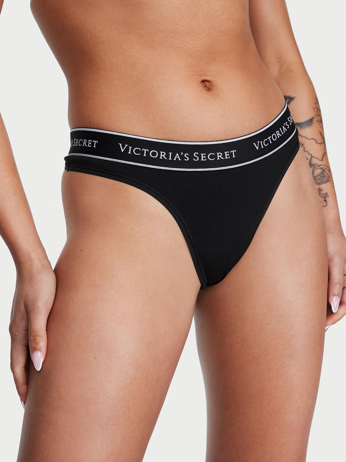 vs Victoria's Secret 4-Pack Logo Cotton Thong Panties 1 of 4 