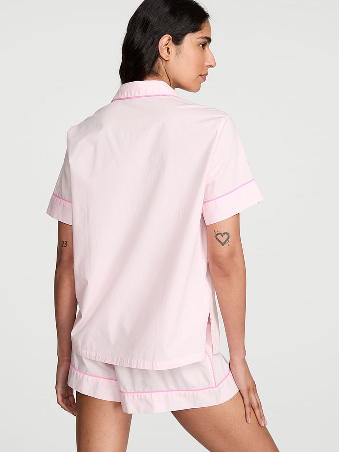 vs Victoria's Secret Heritage Cotton Short Pajama Set Angel Pink 2 of 2 