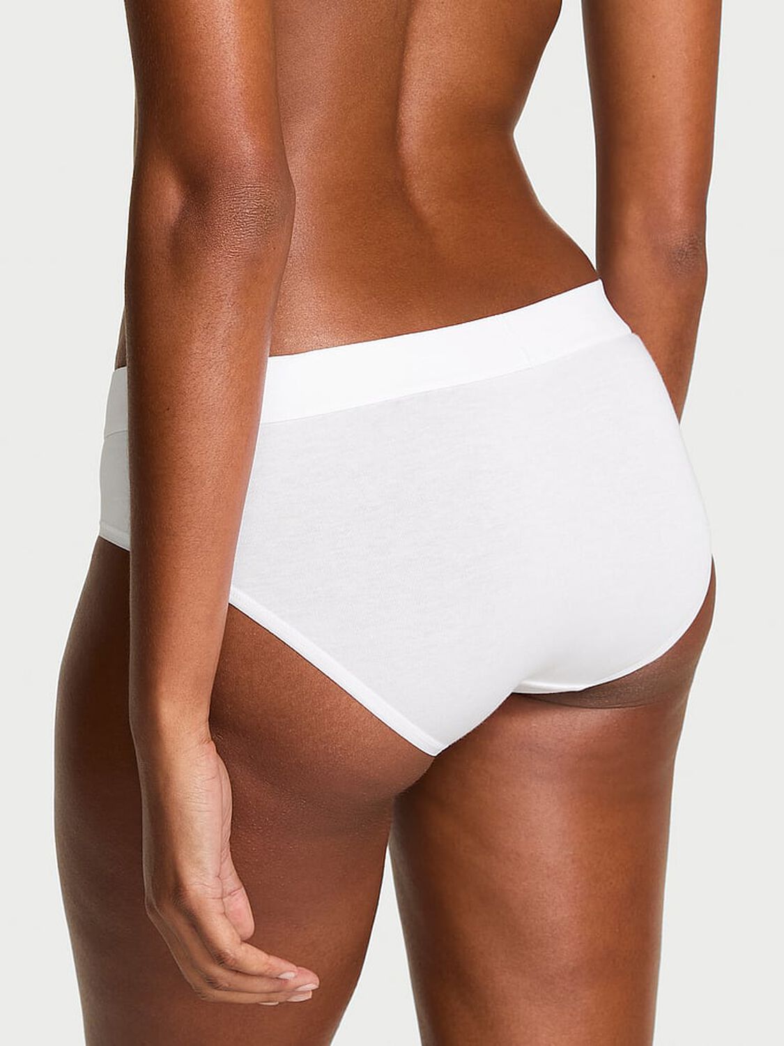 vs Cotton Logo Cotton Shine Patch Hiphugger Panty Vs White 1 of 2 