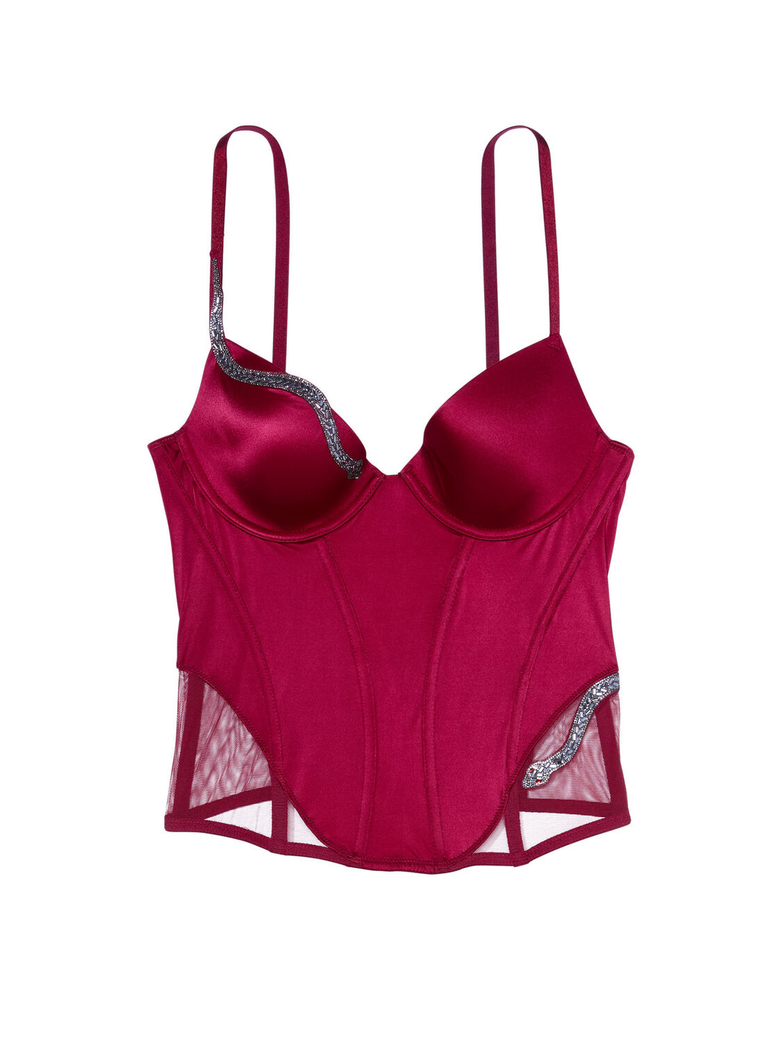 vs Victoria's Secret Snake Shine Lightly Lined Balconette Corset Top Campari 3 of 3 