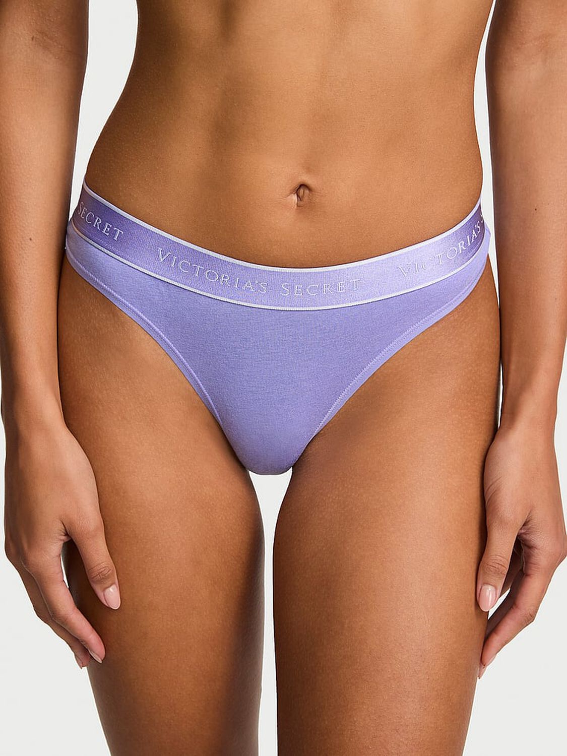 vs Cotton Logo Cotton Thong Panty Periwinkle 1 of 3 