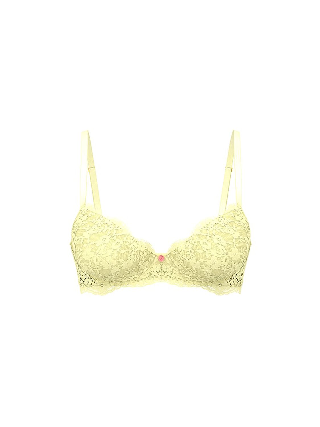 vs Dream Angels Lace Lightly Lined Classic Coverage Demi Bra Lemonade 3 of 4 