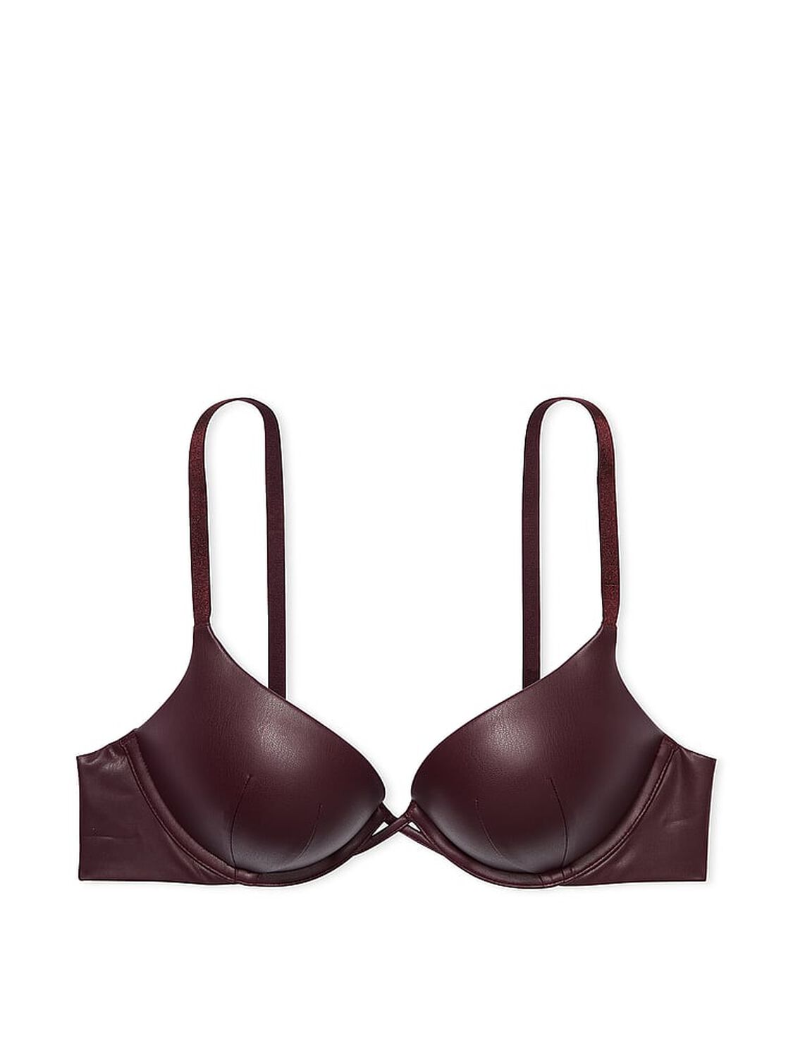 vs Very Sexy Bombshell Add-2-Cups Faux Leather Push-Up Bra Burgundy Brown 3 of 4 