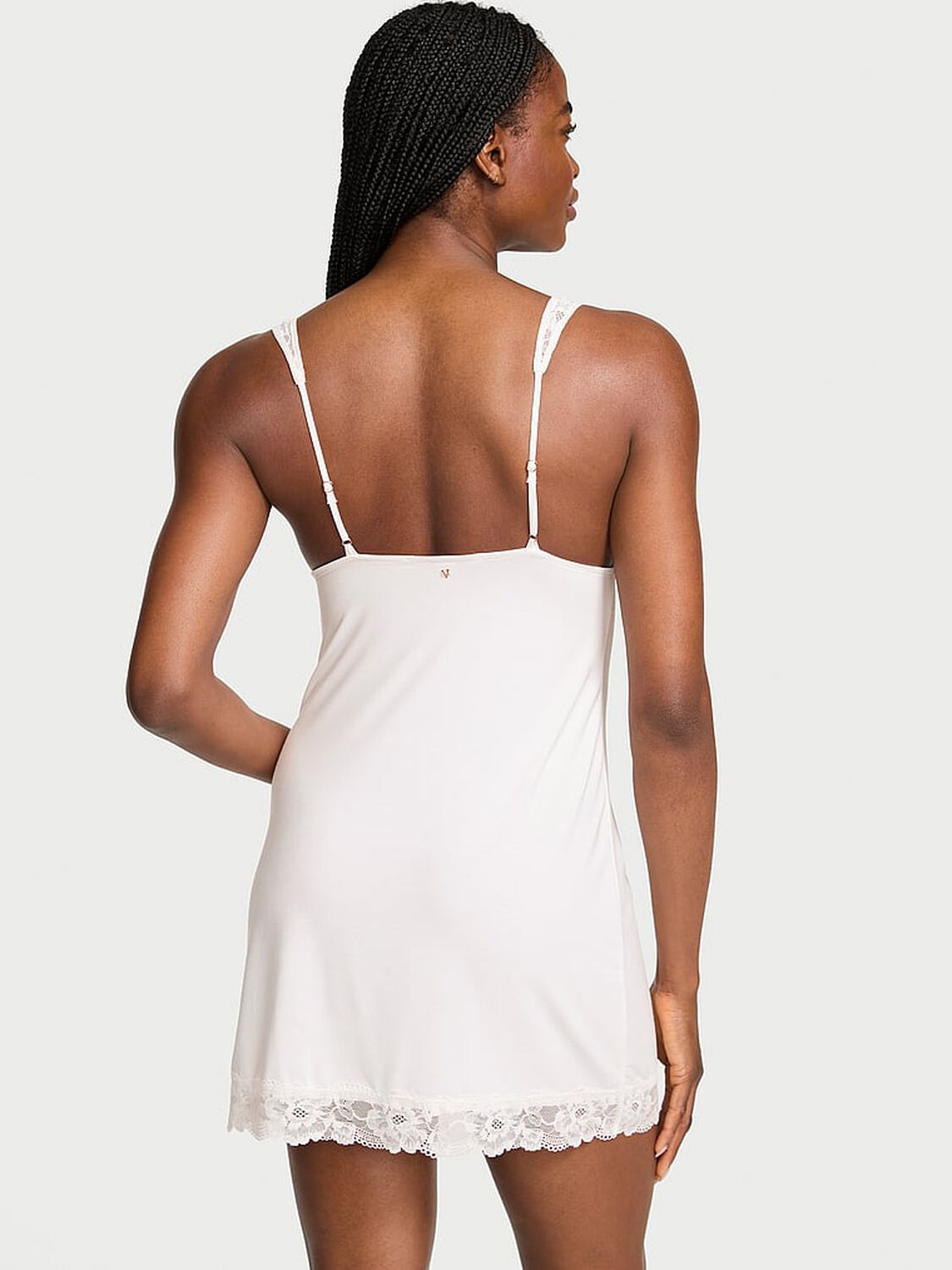 vs Victoria's Secret SoSoft&trade; Modal Lace-Trim Bridal Mini Slip Coconut White 2 of 3 