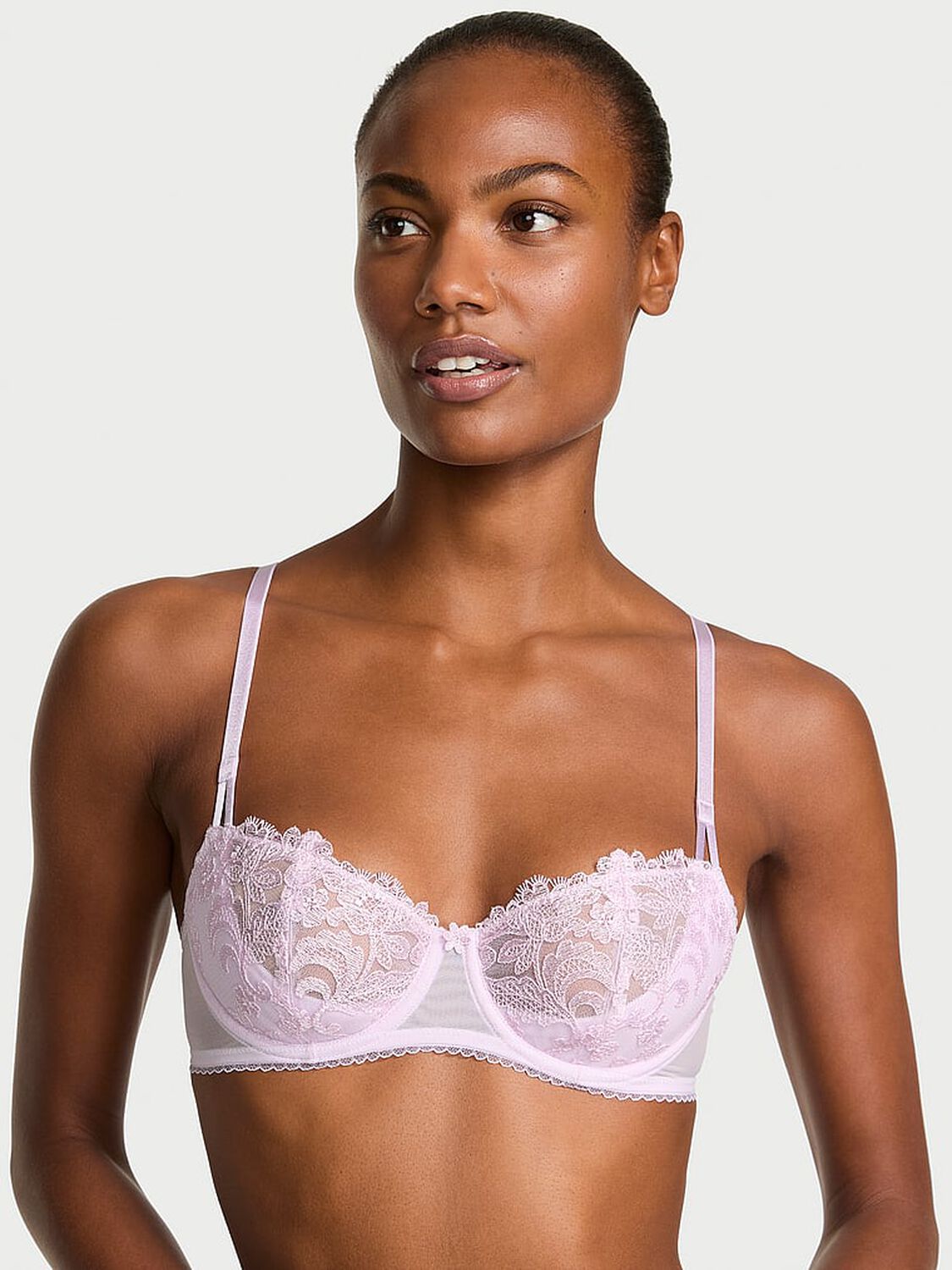 vs Dream Angels Wicked Vintage Blossom Embroidery Unlined Balconette Bra Delicate Violet 1 of 4 