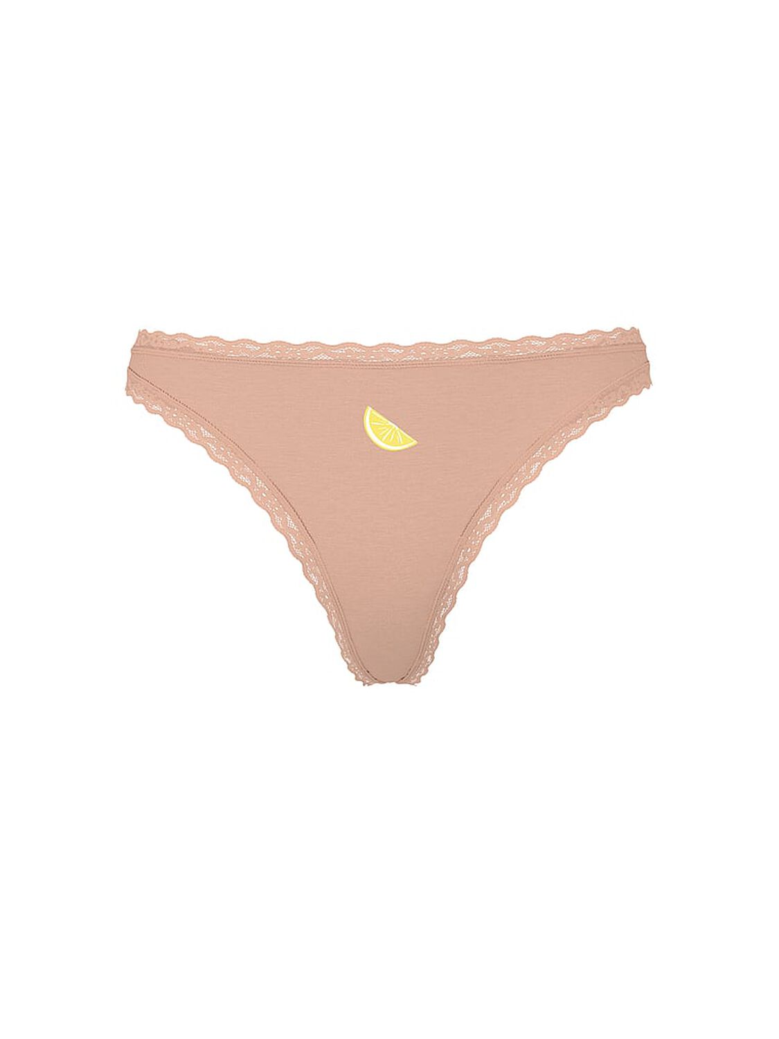 vs Lace Trim Cotton Lace-Waist Thong Pink Gin 3 of 3 