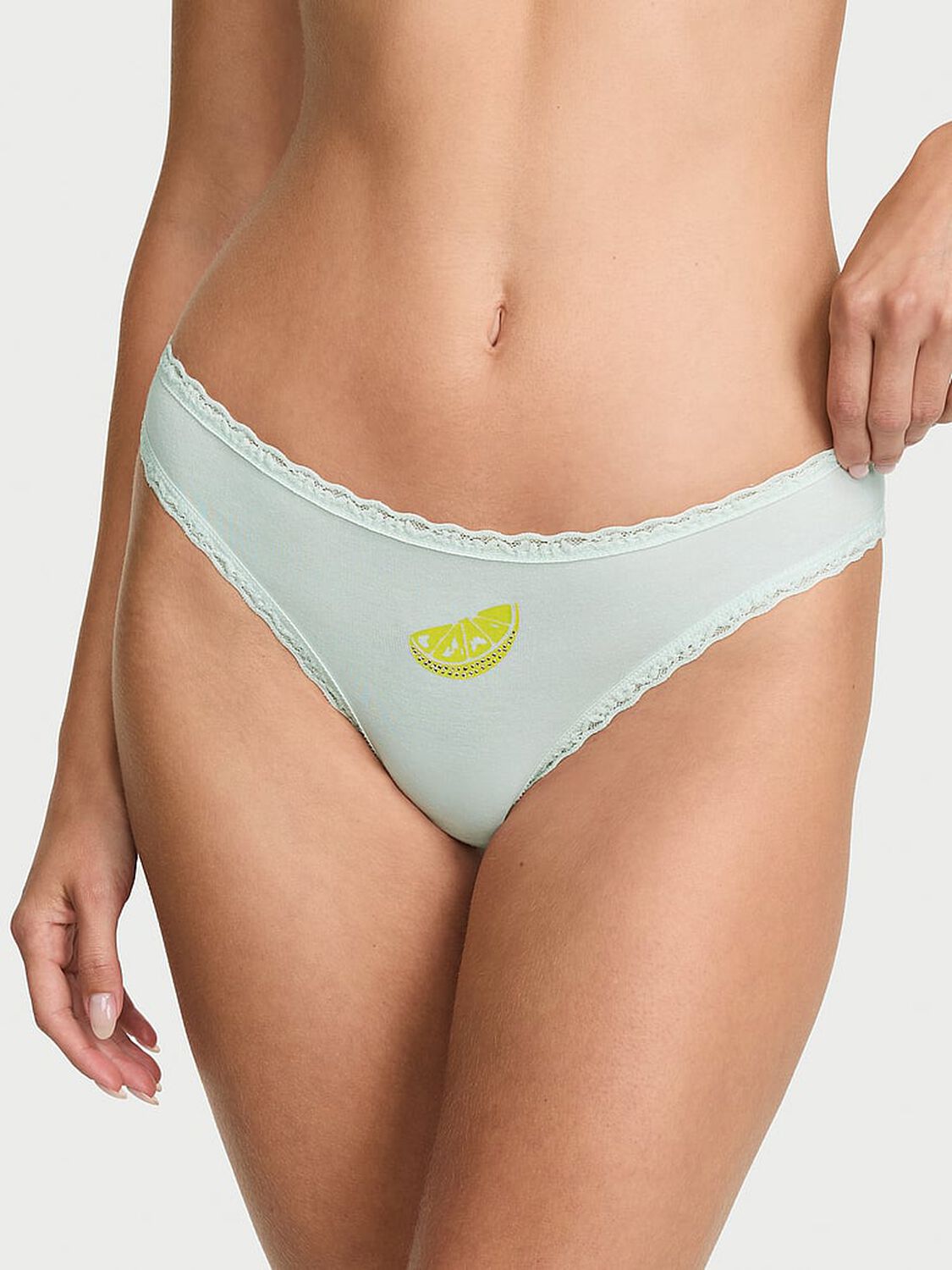 vs Lace Trim Cotton Lace-Waist Bikini Panty Bliss Get Lost Graphic 1 of 3 