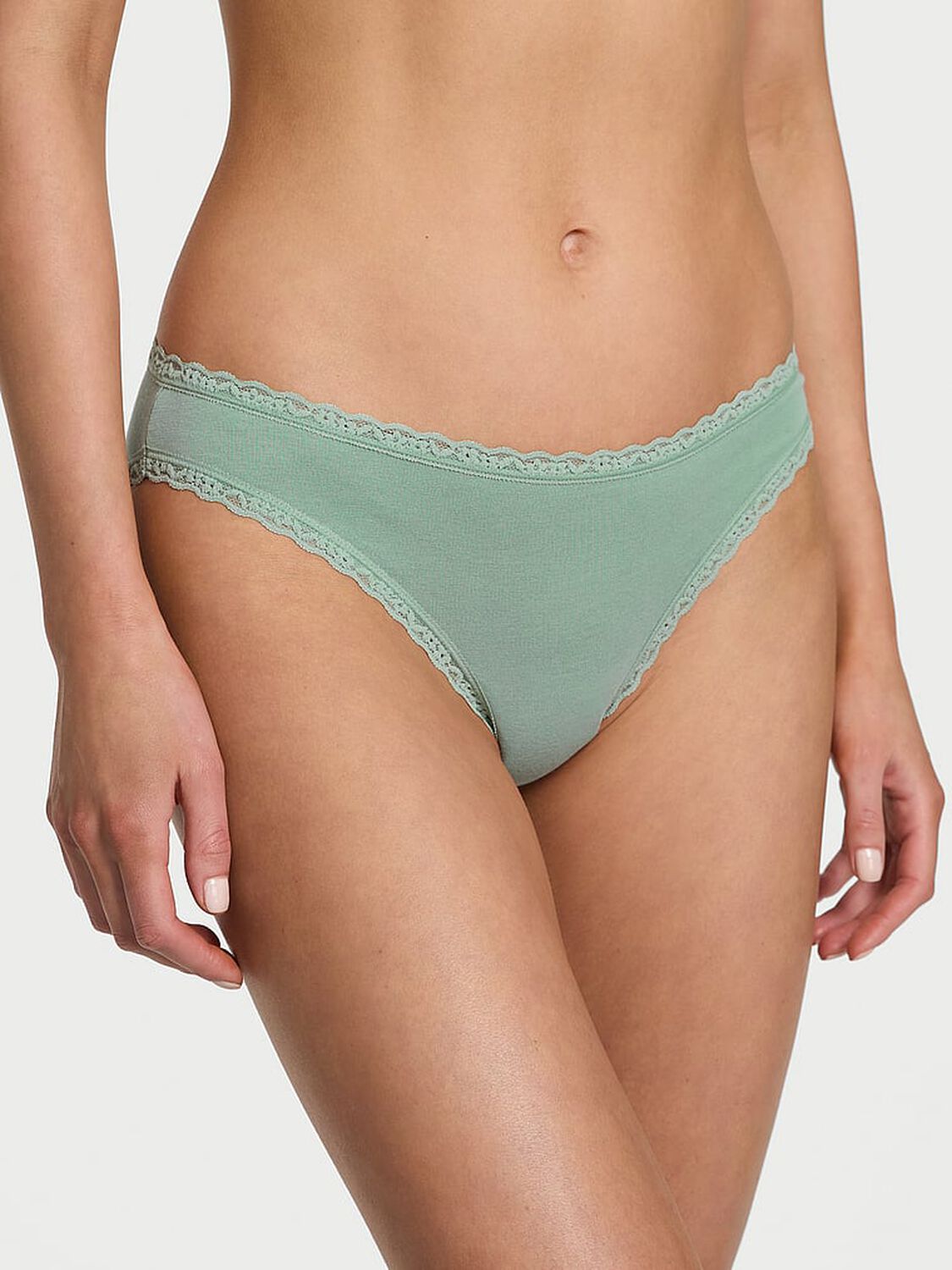 vs The Lacie Lace-Waist Bikini Panty Seasalt Green 1 of 3 