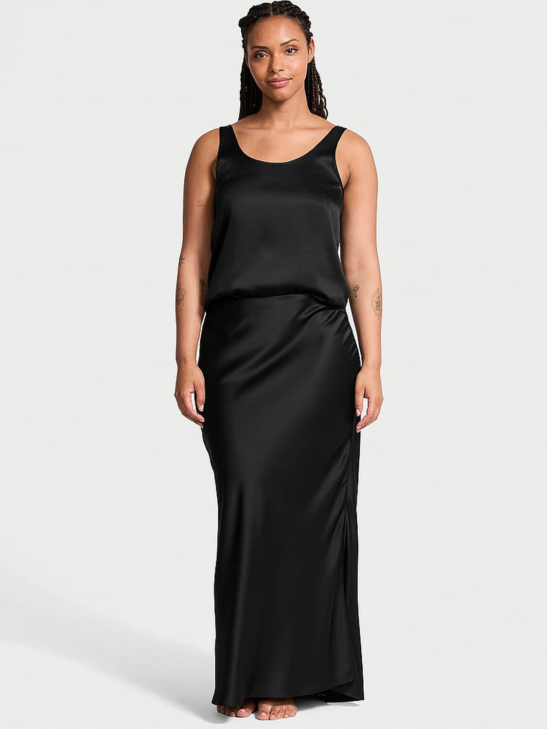 vs Victoria's Secret Satin Maxi Skirt Black 1 of 4 
