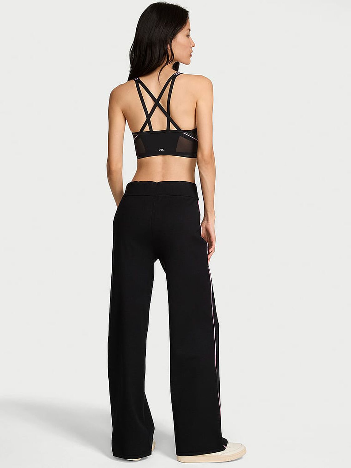 vs Vsx Tipped Knit Wide-Leg Sweater Pant Black & Pink 2 of 4 