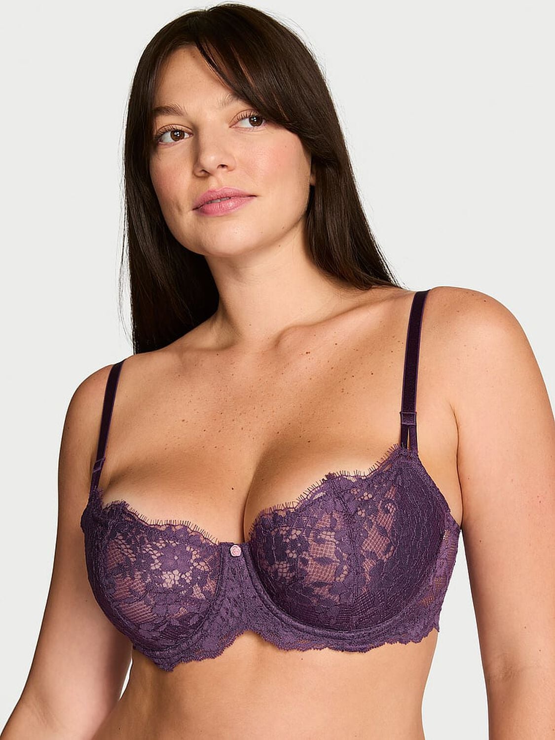 vs Dream Angels Wicked Unlined Lace Balconette Bra Shadow Purple 1 of 2 
