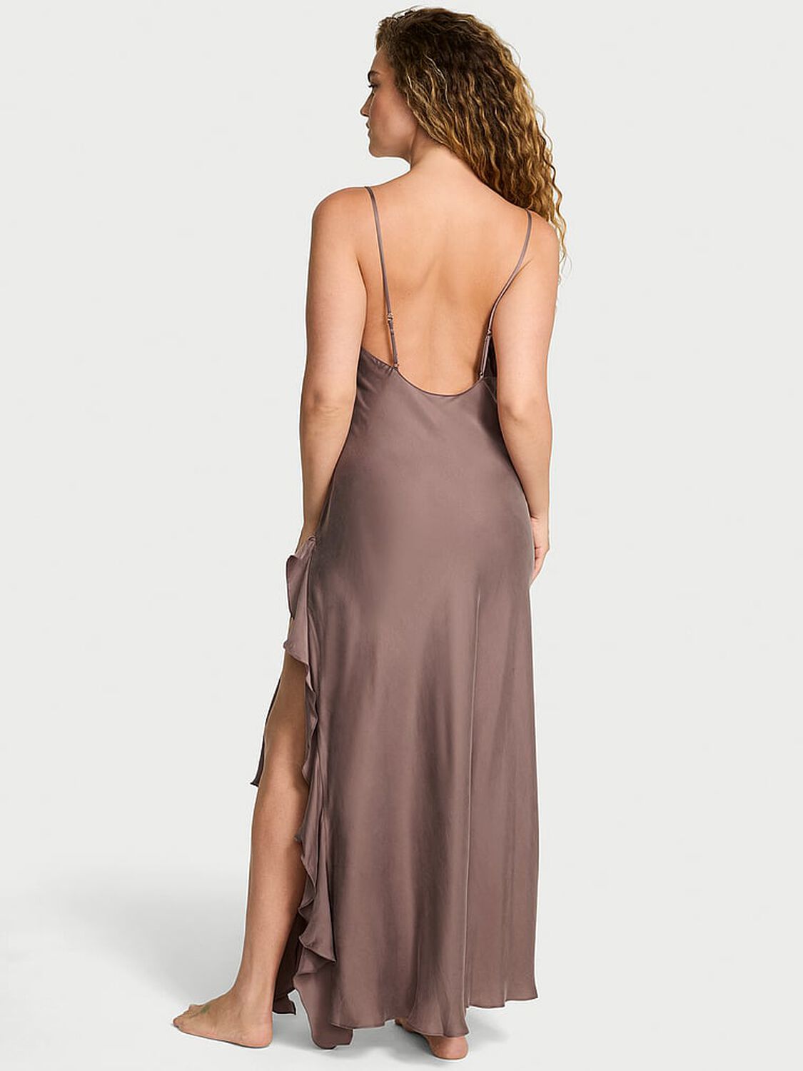 vs Dream Angels Silky Flutter Ruffled Long Slip Cloudy Grey 2 of 2 