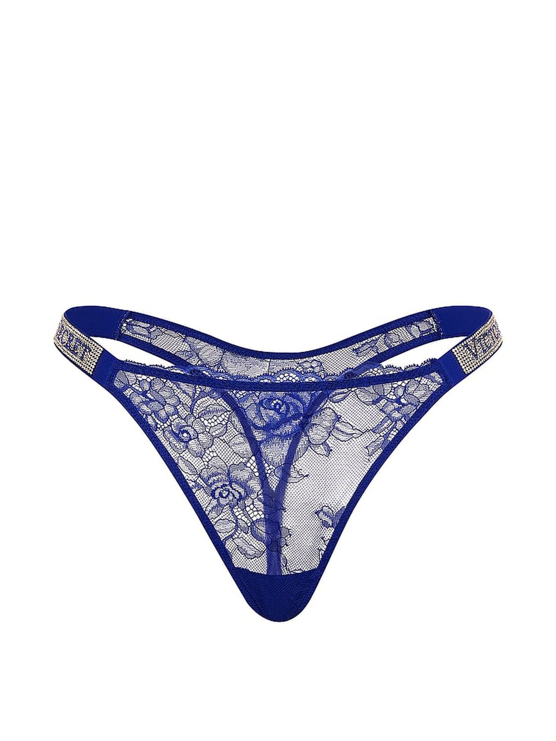 vs Very Sexy Shine Strap Lace Thong Panty Fantasia Blue 3 of 3 