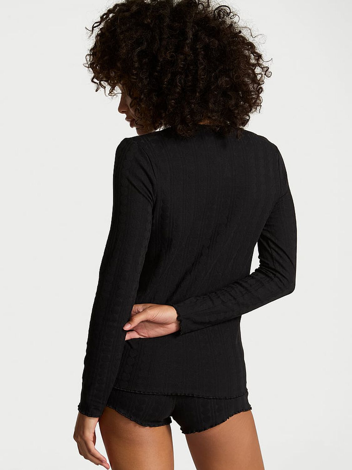 vs Victoria's Secret Heart Pointelle Short Pajama Set Black 2 of 2 