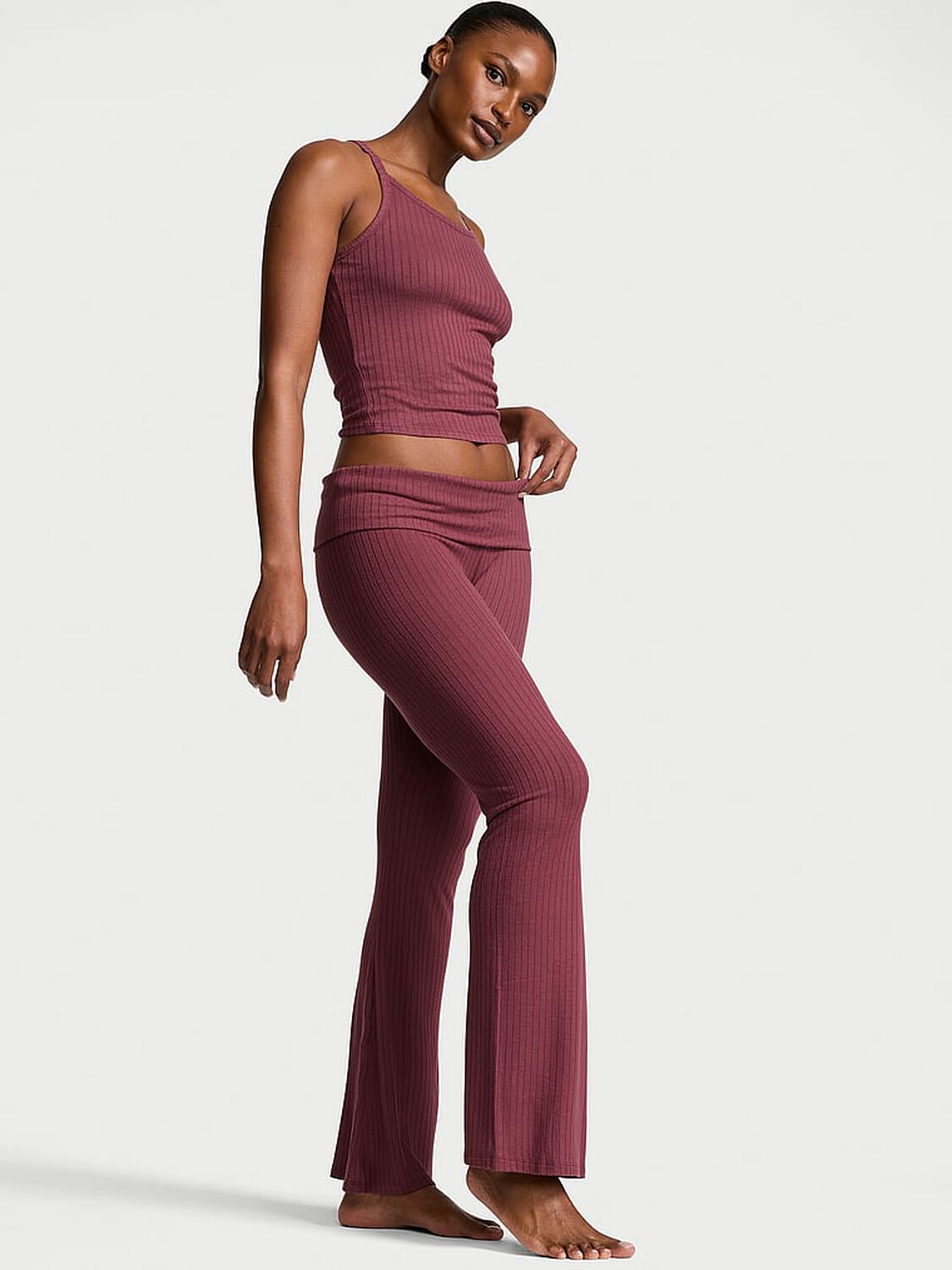 vs Victoria's Secret SoSoft&trade; Modal Wide-Rib Tank & Foldover Pants Set Morning Rose 1 of 3 