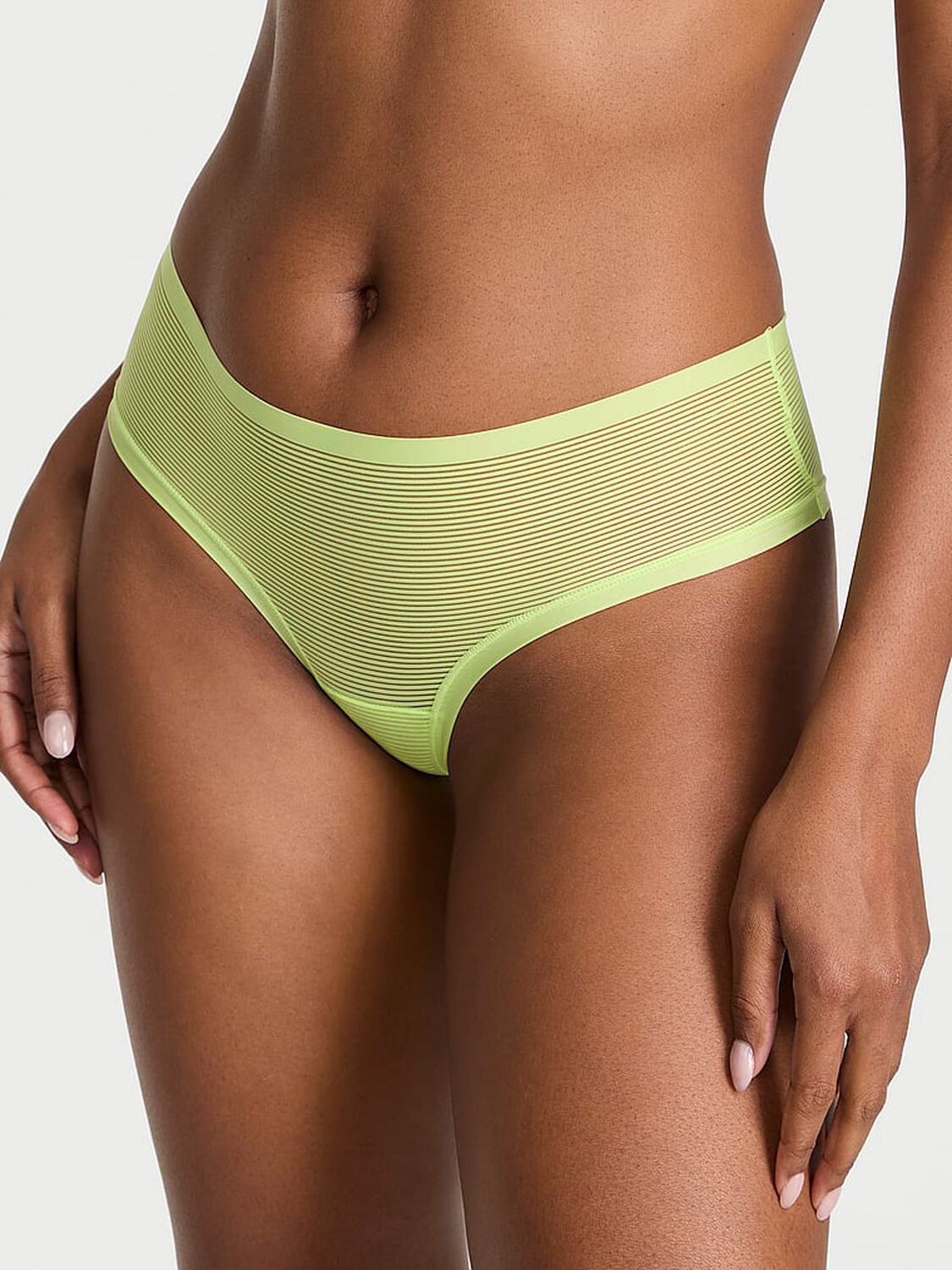 vs No-Show No-Show Stripe Mesh Cheeky Panty Sparkling Lime 1 of 3 