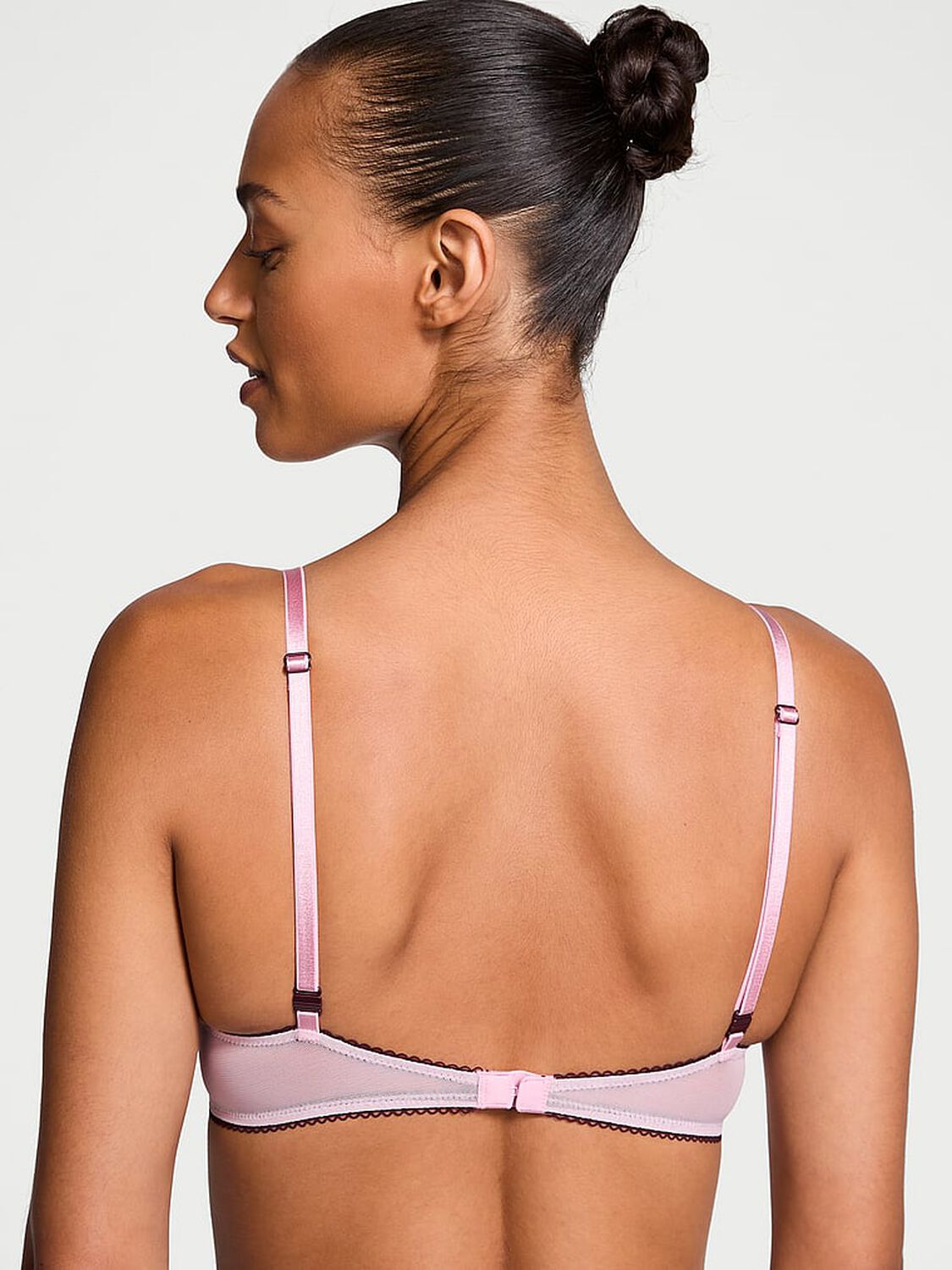 vs Victoria's Secret Tease Lace-Trim Unlined Demi Bra Chalk Rose 1 of 3 