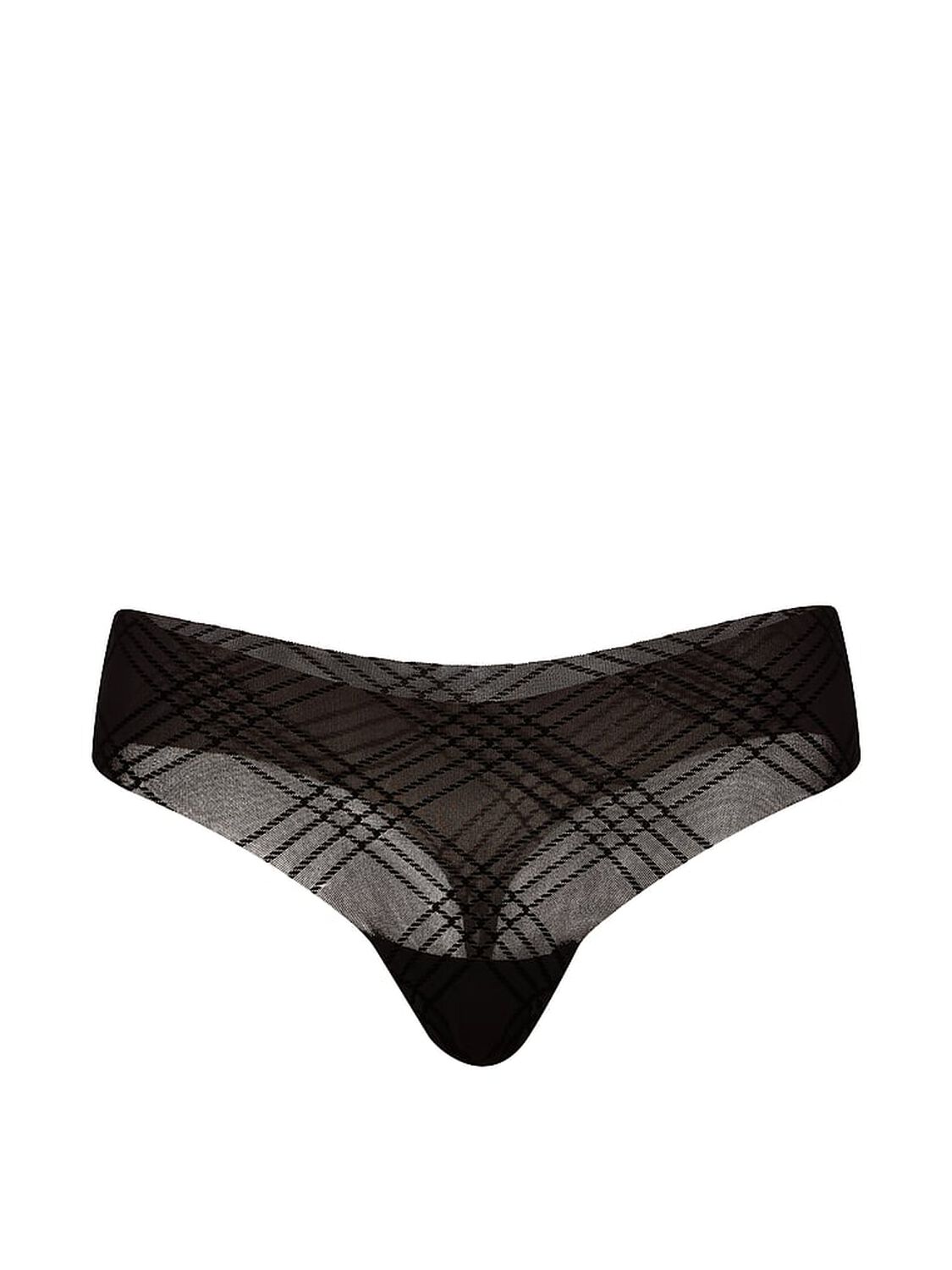 vs No-Show No-Show Plaid Mesh Thong Panty Black Flock Plaid 3 of 3 