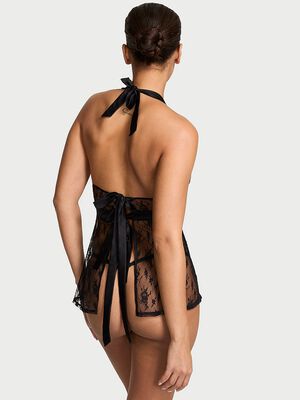 Cherry Pop Embroidery Lace Apron Babydoll Set