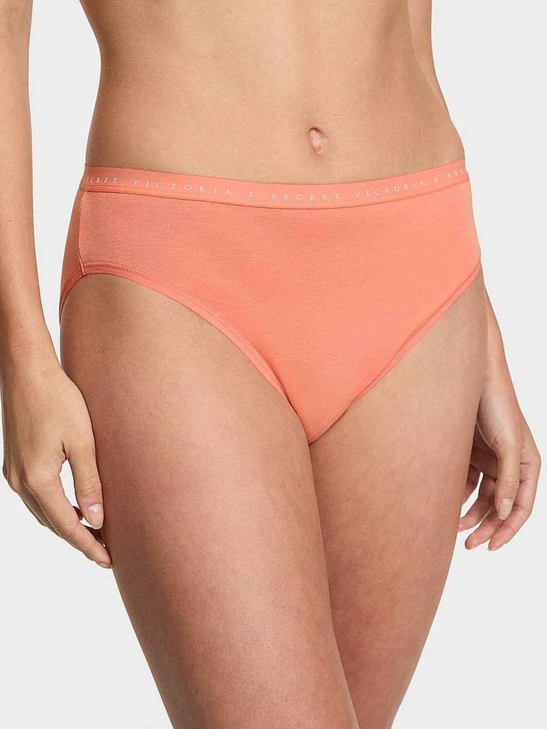 vs Victoria's Secret Stretch Cotton High-Leg Brief Panty Peach Bellini 1 of 3 