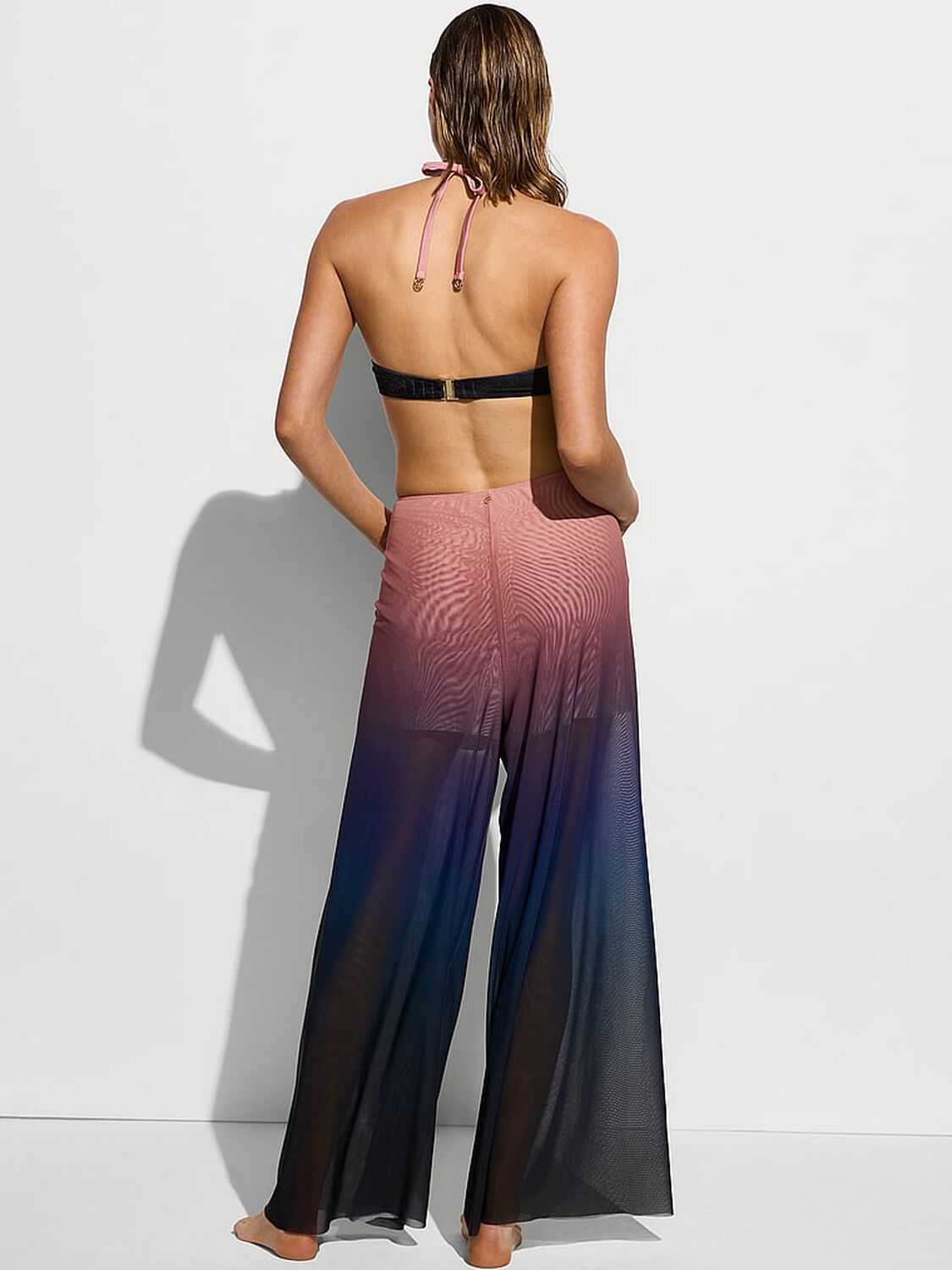 vs Victoria's Secret Swim Beachwear Mesh Tie-Front Cover-Up Pants Sunset Ombre 2 of 3 