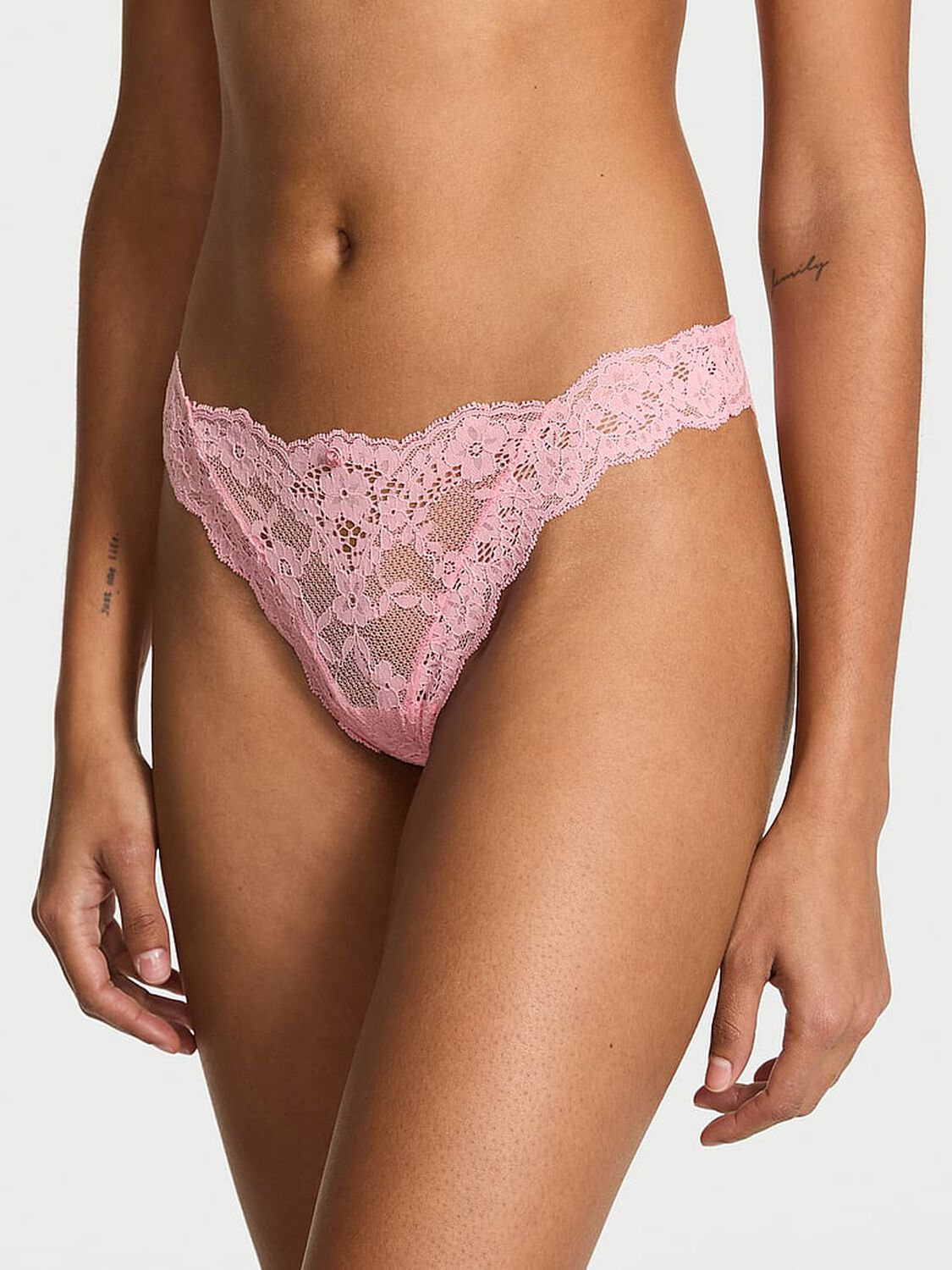 vs Dream Angels Lace Thong Panty Petal Pink 1 of 3 