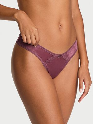 Sheer Shimmer Lace-Trim Brazilian Panty