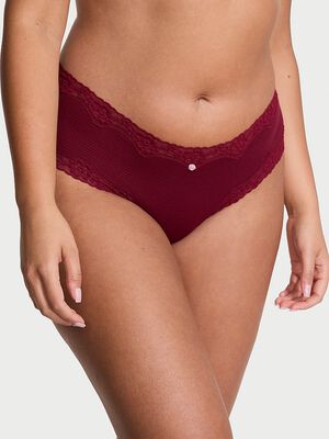Cotton Shadow Stripe Lace-Waist Cheeky Panty