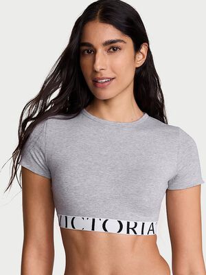 Cotton Short-Sleeve Bralette Crop Top
