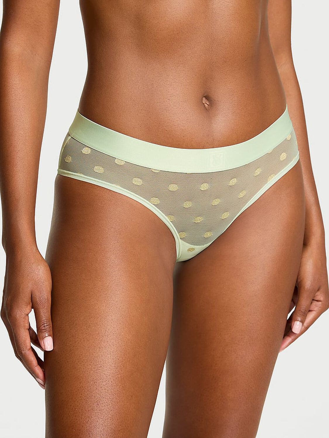 vs Cotton Sheer Heritage Shimmer Hiphugger Panty Mint Crush 1 of 4 