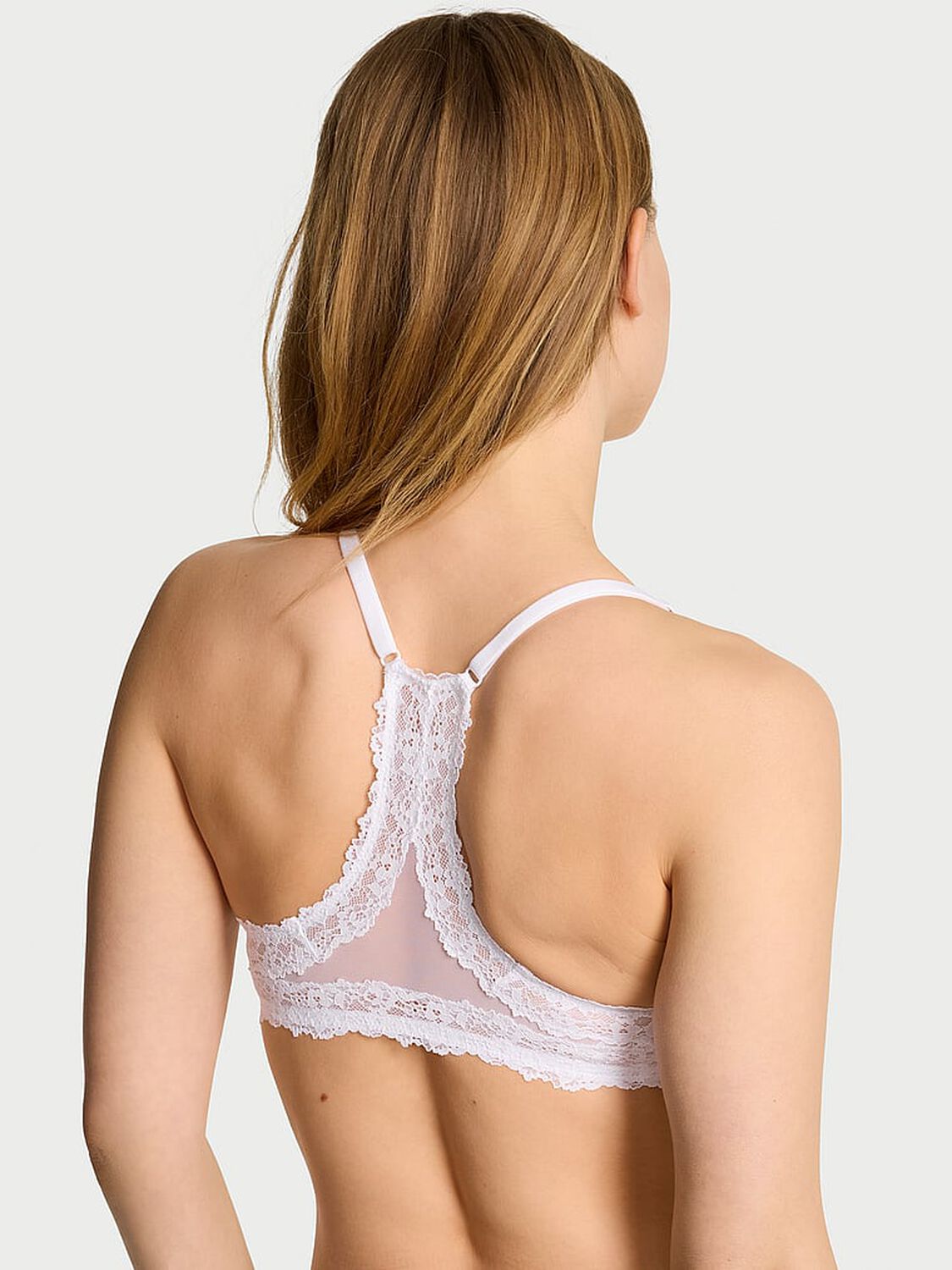 vs Body By Victoria Perfect Shape Lace Racerback Push-Up Bra Vs White 2 of 4 
