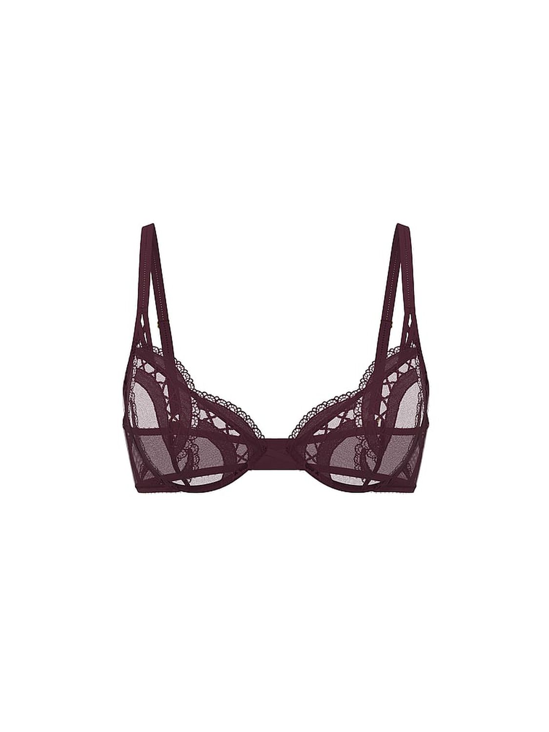 vs Very Sexy Laces Out Embroidery Unlined Demi Bra Winter Wine 3 of 4 