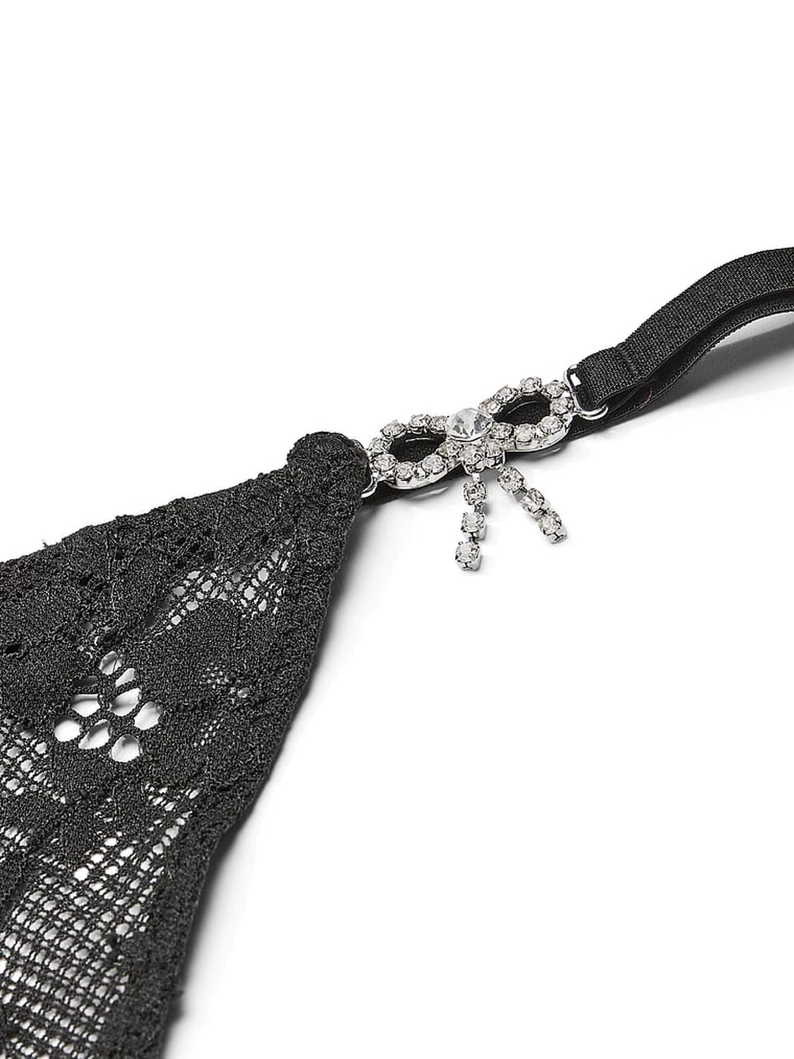 vs Dream Angels Twinkle Bow Lace Thong Panty Black 2 of 2 