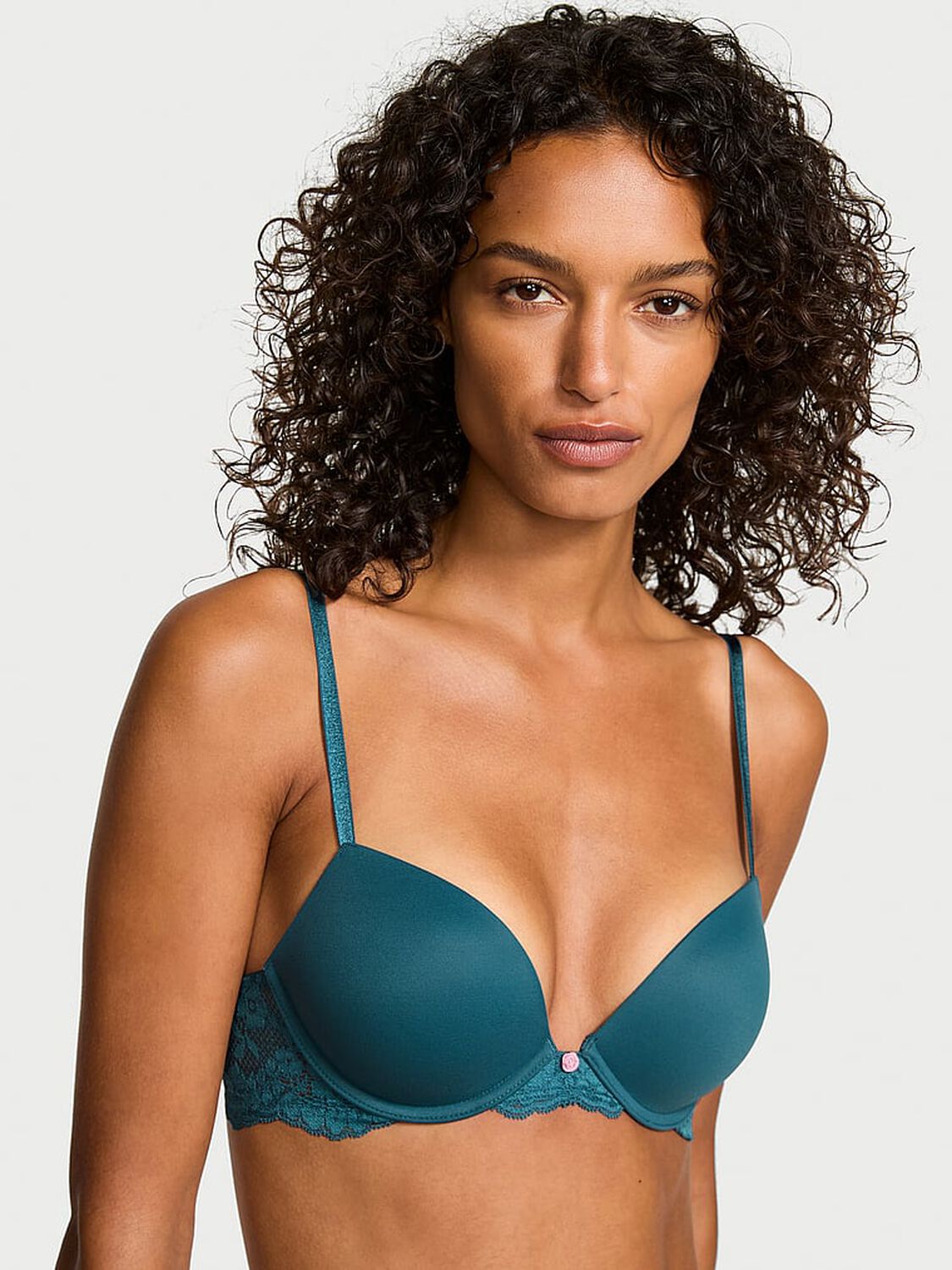 vs Dream Angels Smooth & Lace Push-Up Bra Teal Haze 1 of 3 
