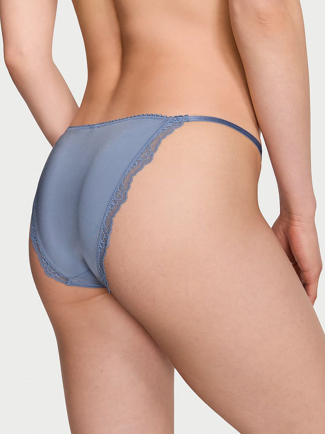 vs Dream Angels Smooth & Lace Mini String Bikini Panty Faded Denim 2 of 4 