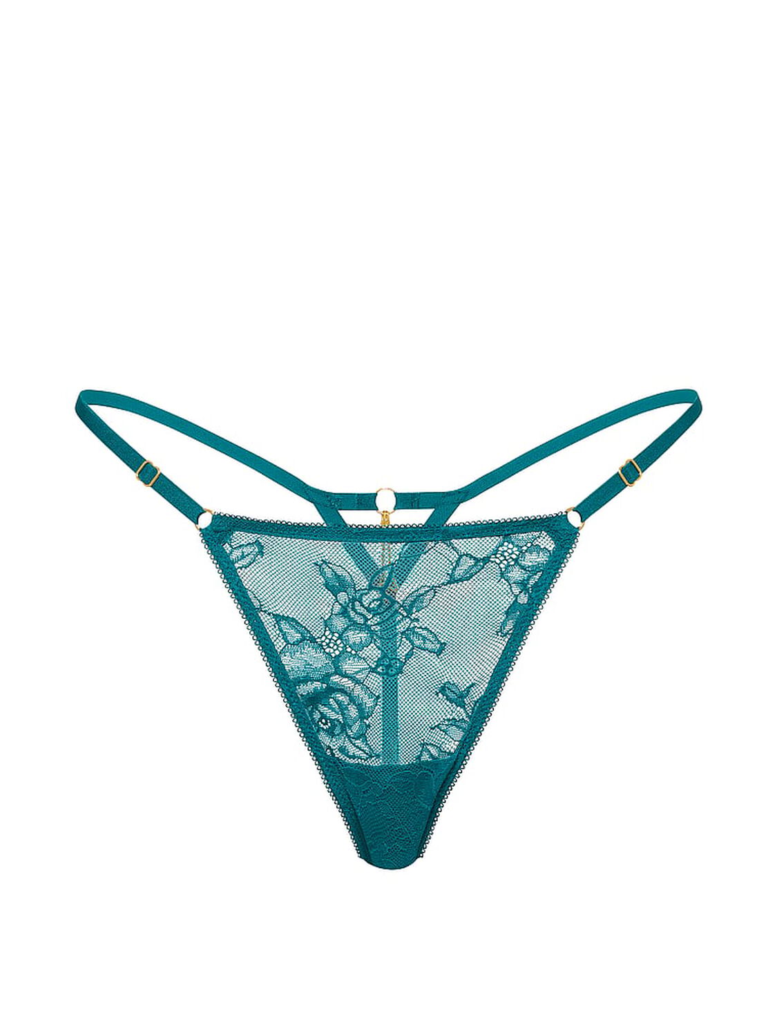 vs Very Sexy Rose Lace Hardware Adjustable V-String Panty True Teal 3 of 3 