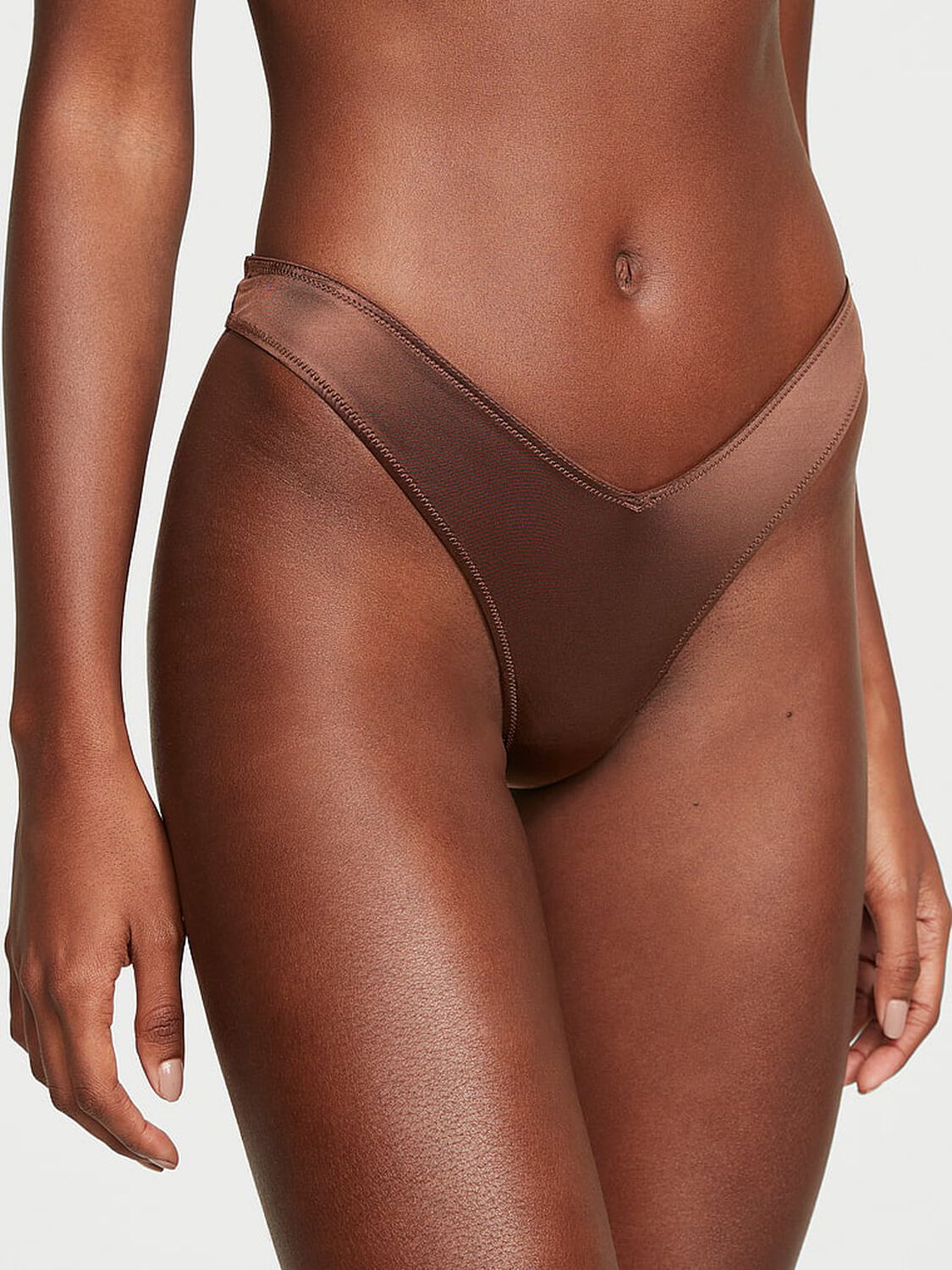 vs Very Sexy Smooth Strappy-Back High-Leg Thong Panty Ganache 1 of 3 
