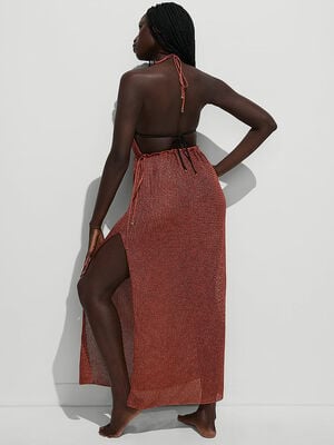 Beachwear Crochet Metallic Plunge Dress